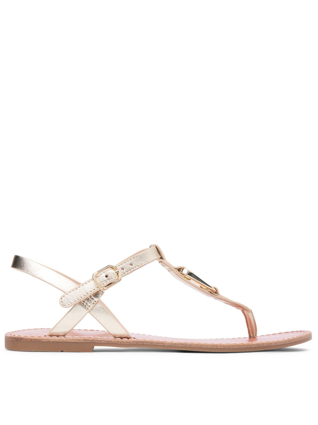 Tommy Hilfiger Leather Thong Sandal - Gold