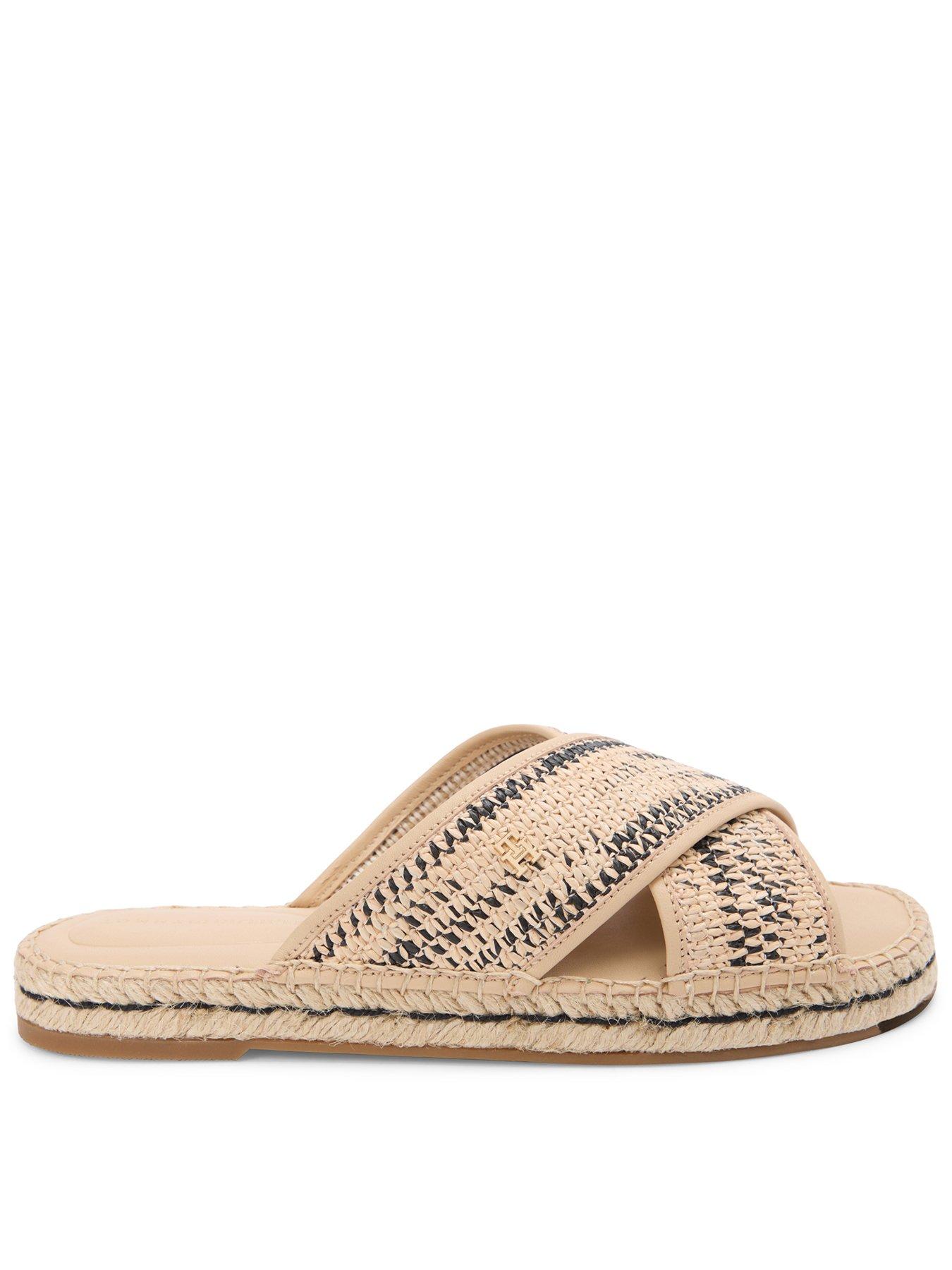 Tommy Hilfiger Espadrille Mule Sandal Raffia - Natural/Black