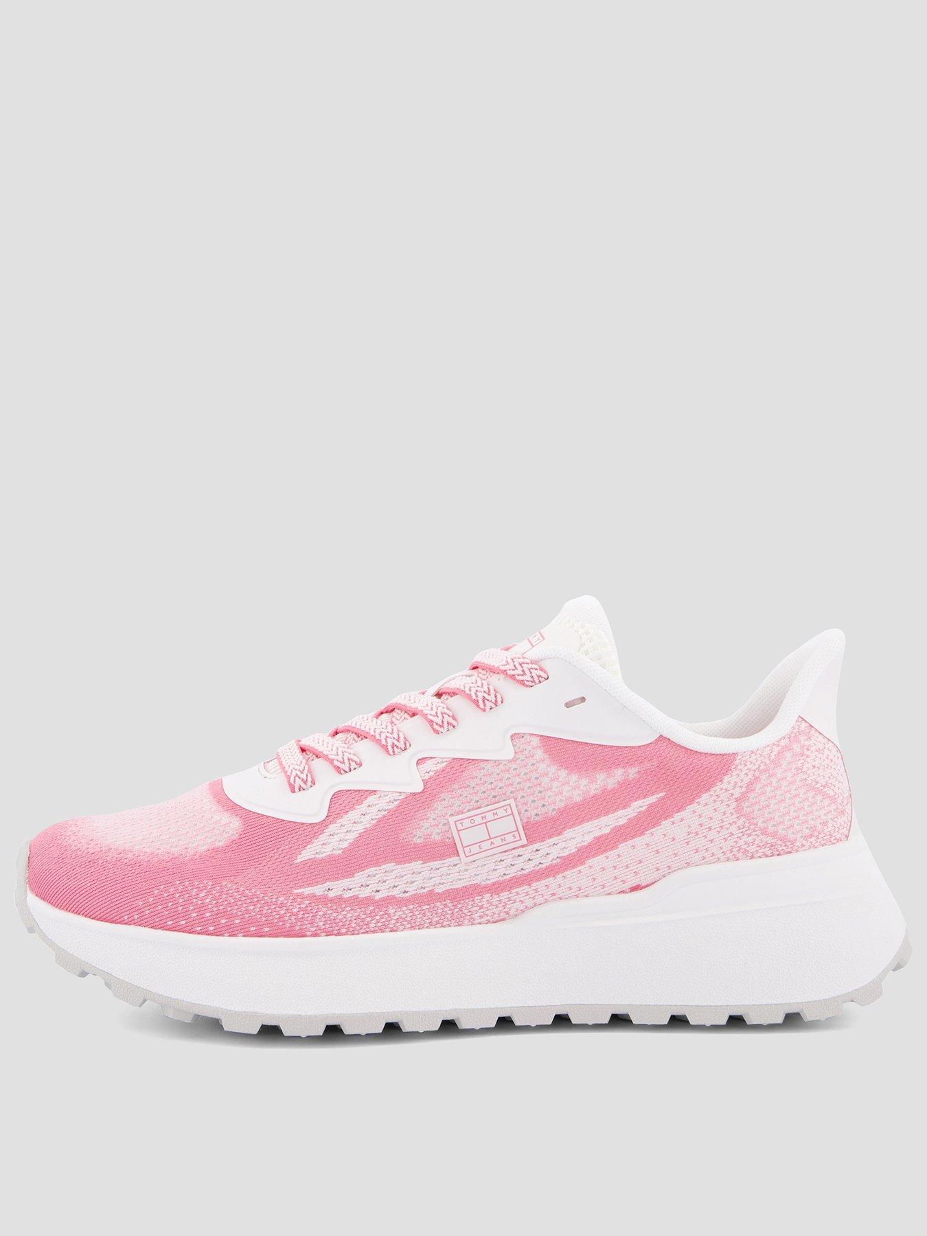 Image 1 of 7 of Tommy Jeans Mesh Jacquard Knit Cleat Trainers - Pink