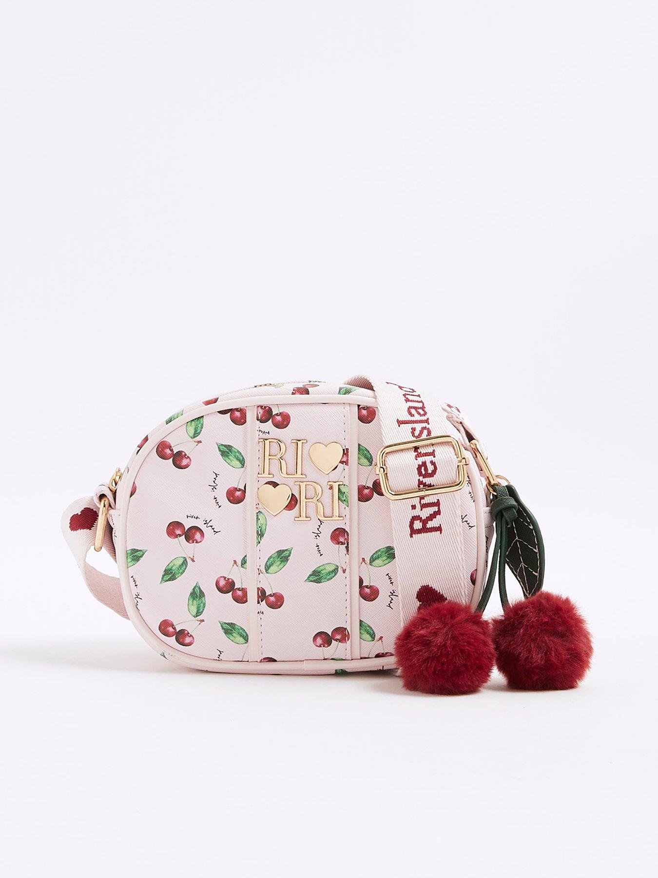 Image 1 of 5 of River Island Older Girls Cherry Crossbody Bag - Pink