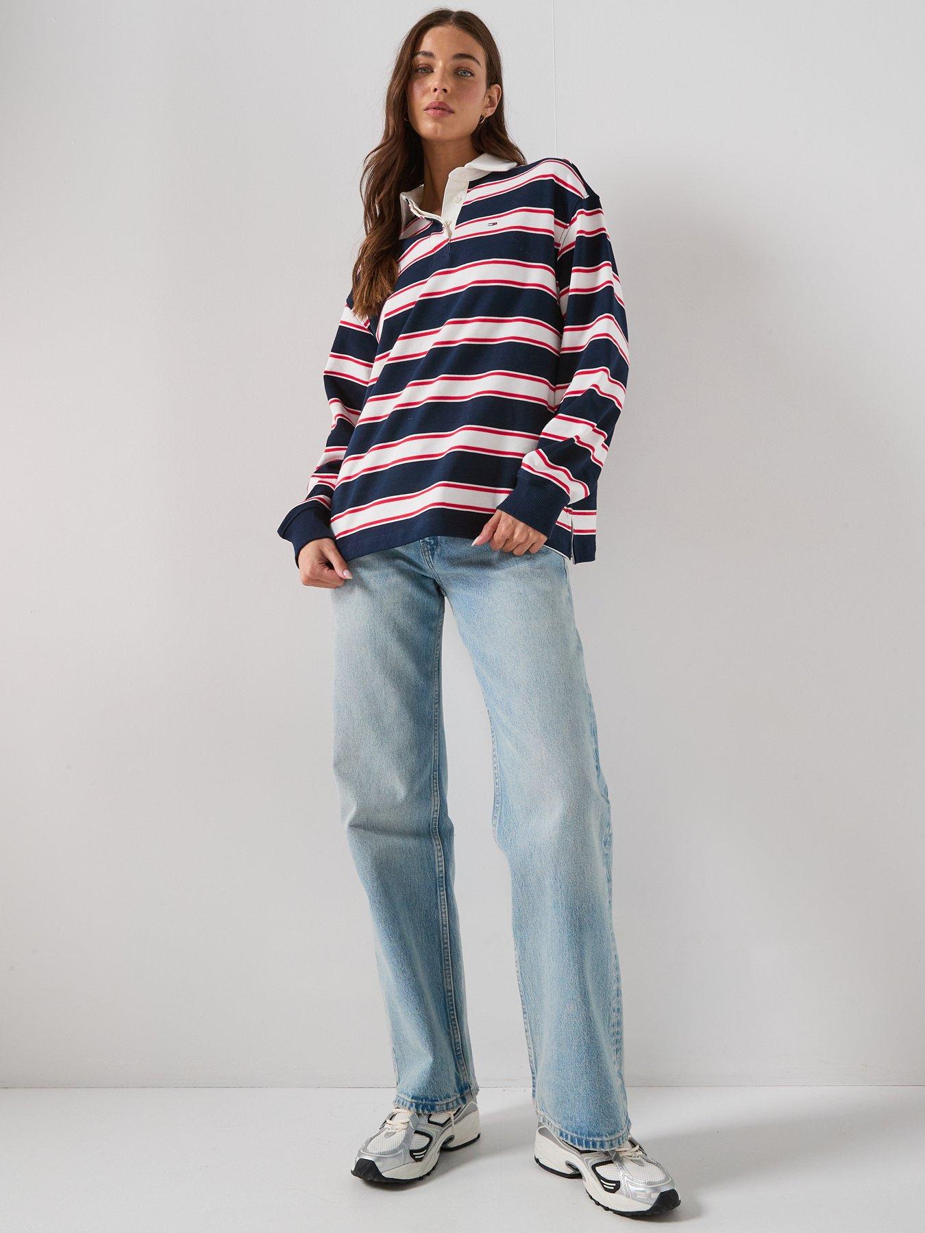 Image 3 of 6 of Tommy Jeans Stripe Rugby Top - Navy