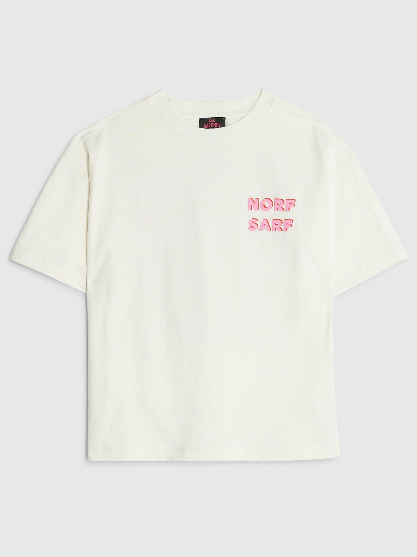 Image 2 of 4 of River Island Older Boys Real Hackney Dave Norf Sarf T-shirt - Cream