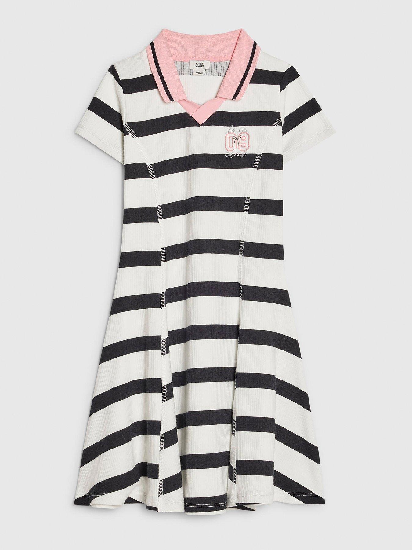 river-island-older-girls-stripe-polo-dress-black