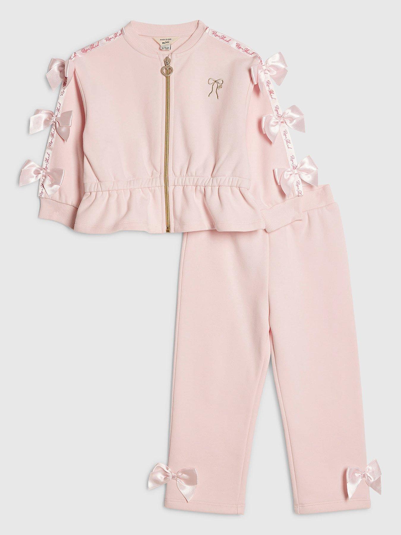 river-island-mini-girls-bow-cinched-sweatshirt-set-light-pinkfront