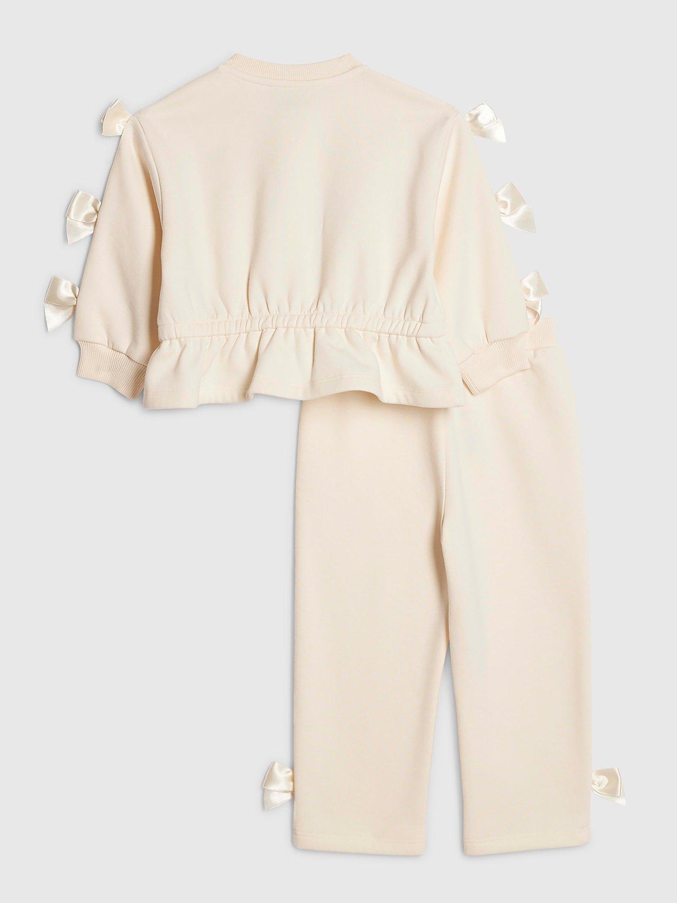 river-island-mini-girls-bow-cinched-sweatshirt-set-creamback