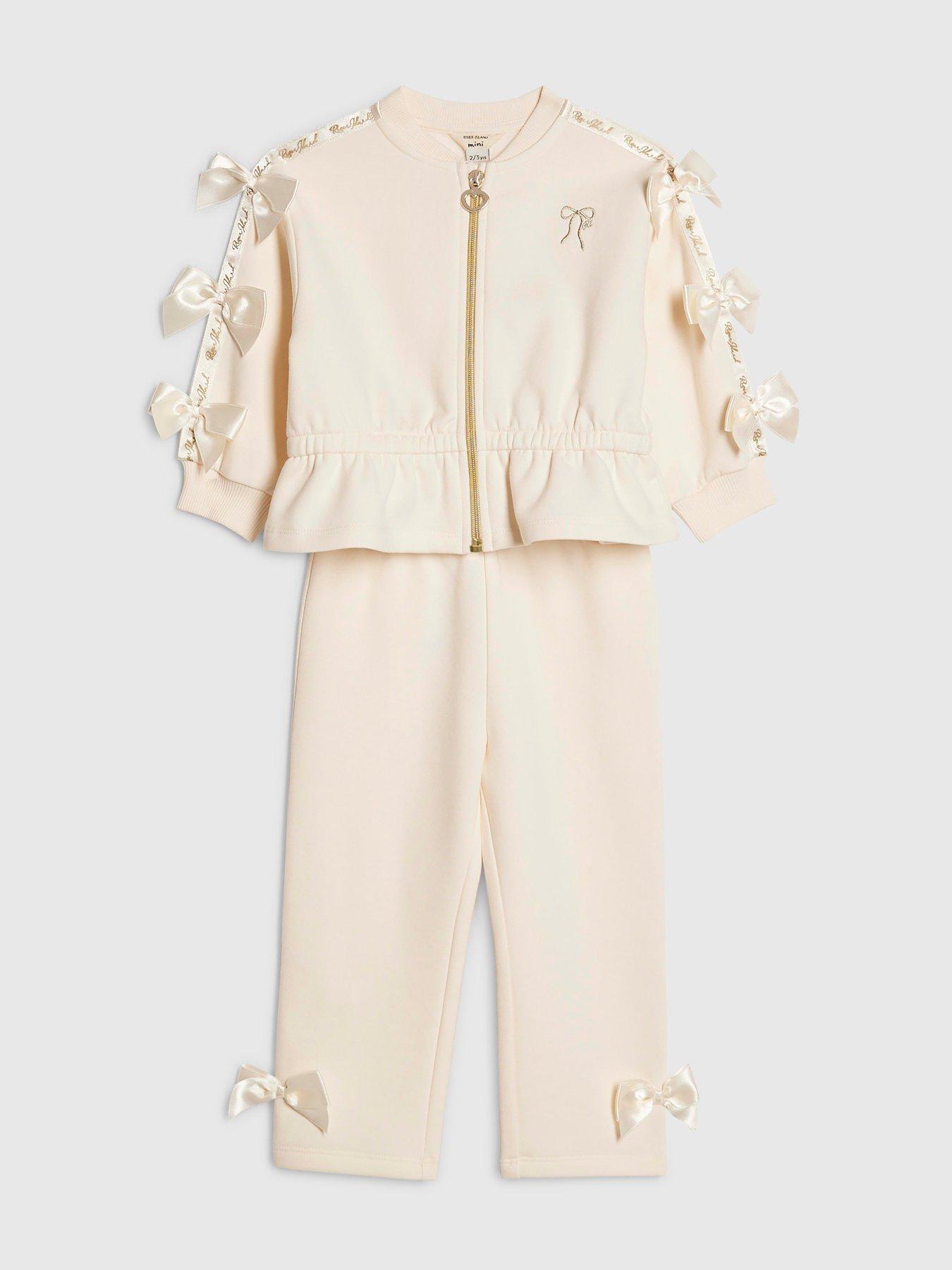 river-island-mini-girls-bow-cinched-sweatshirt-set-creamoutfit