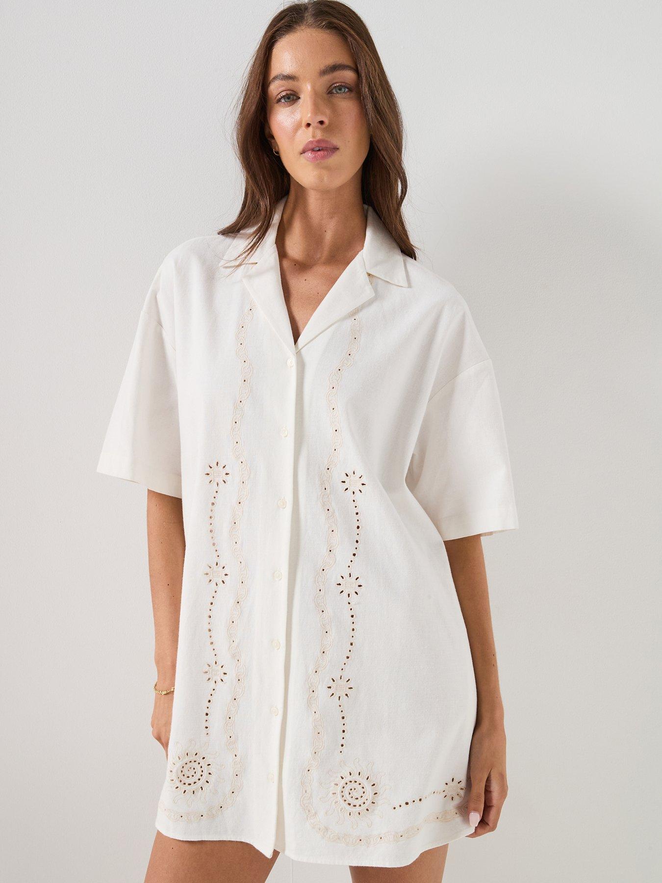 Tommy Jeans Linen Broderie Shirt Dress