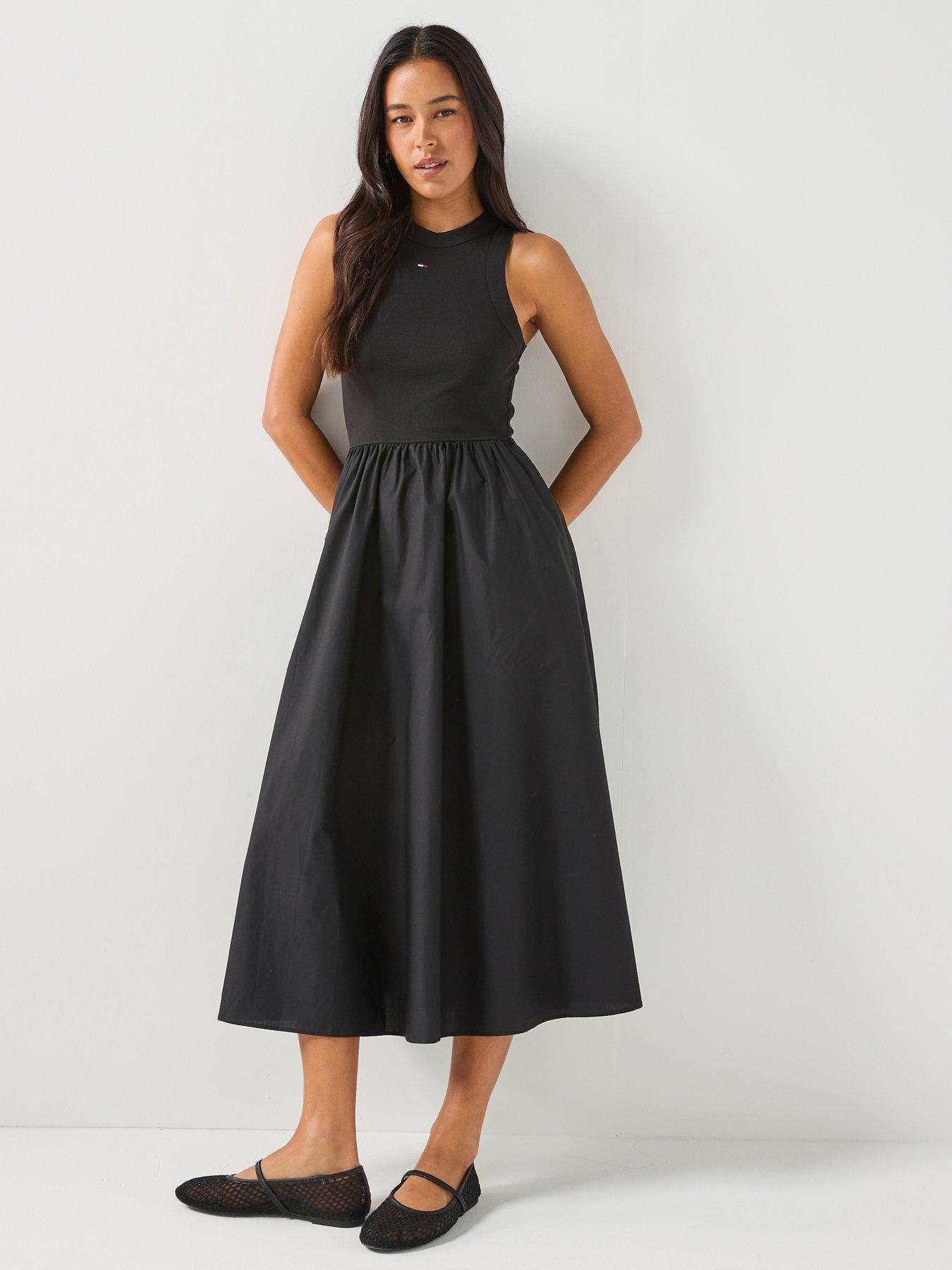 Tommy Jeans Rib Poplin Tank Dress - Black