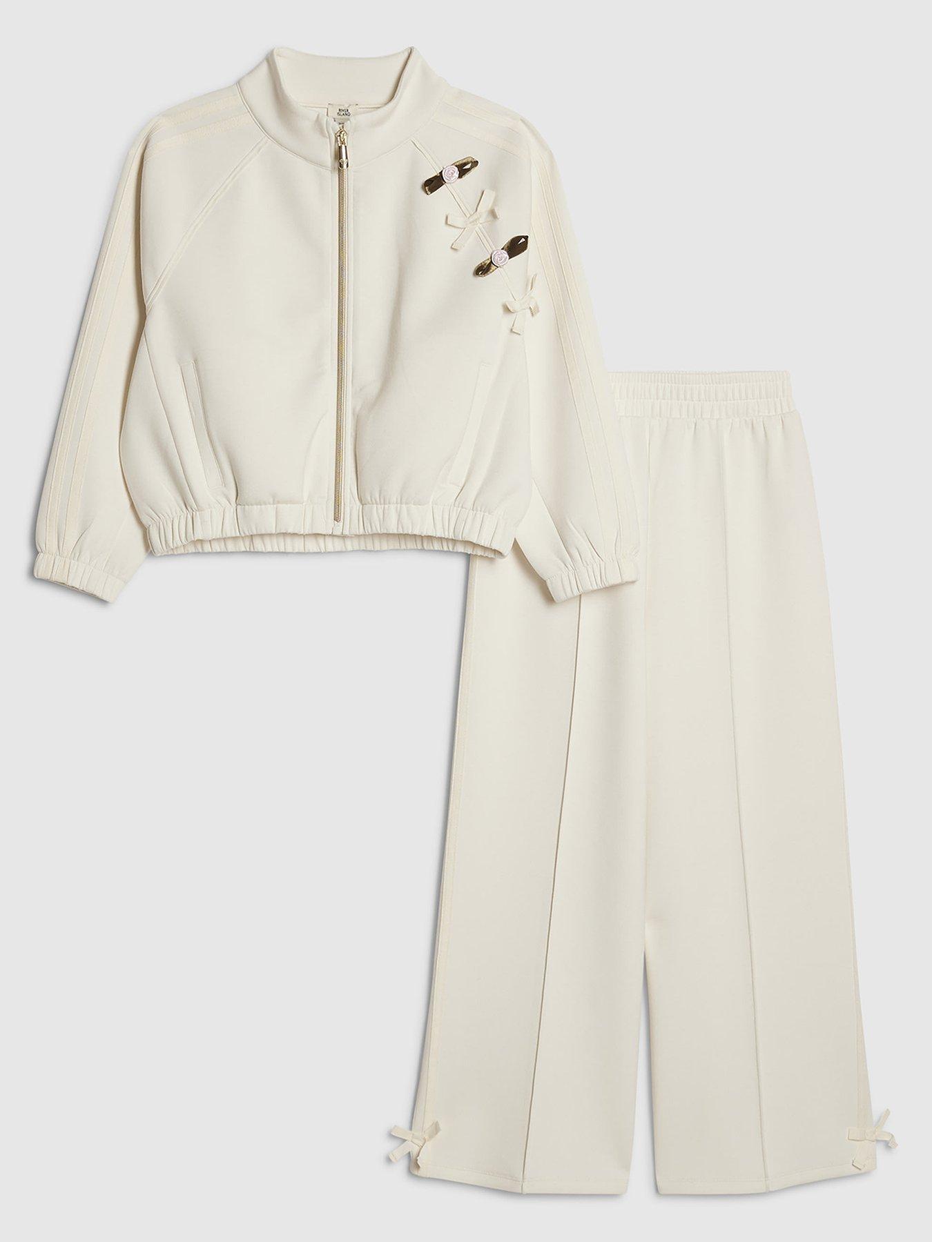 River Island Older Girls Rosette Tracksuit Set - Cream