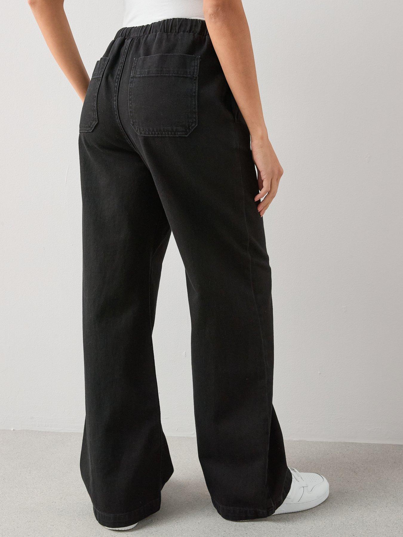 Image 2 of 6 of The Very Collection Drawcord Wide Leg Jeans - Black