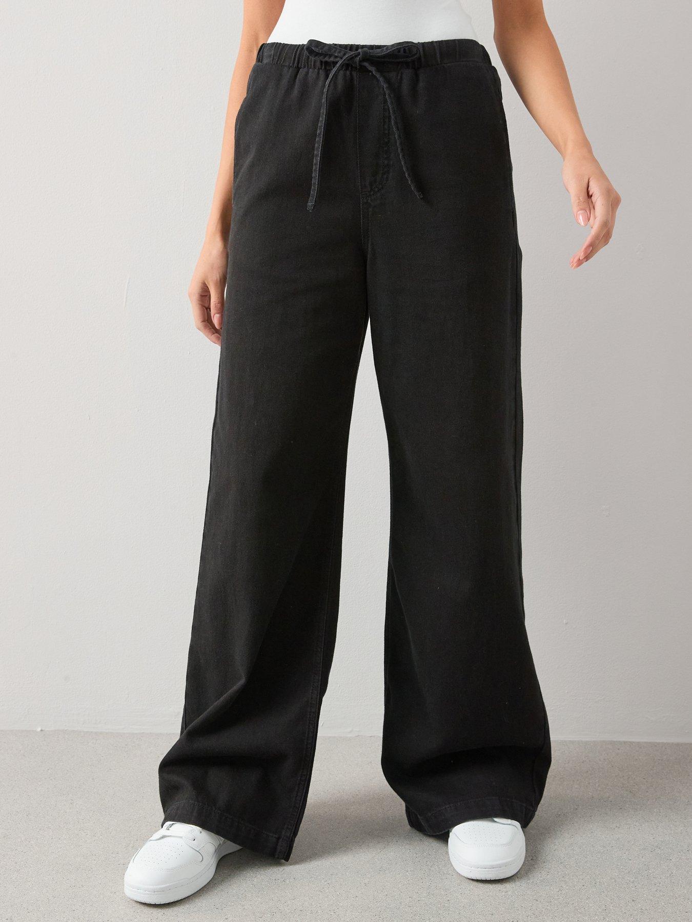 Image 3 of 6 of The Very Collection Drawcord Wide Leg Jeans - Black