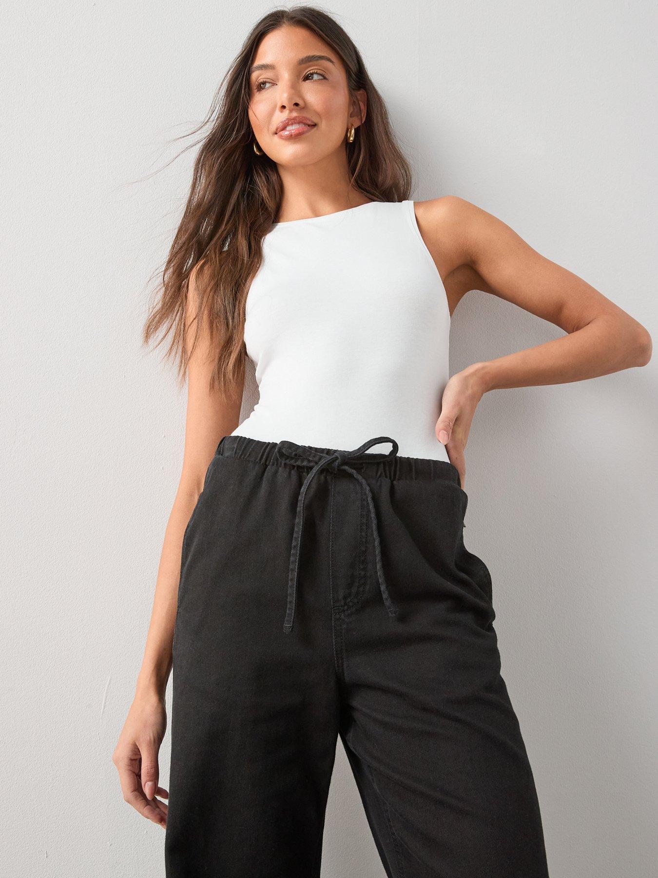 Image 4 of 6 of The Very Collection Drawcord Wide Leg Jeans - Black