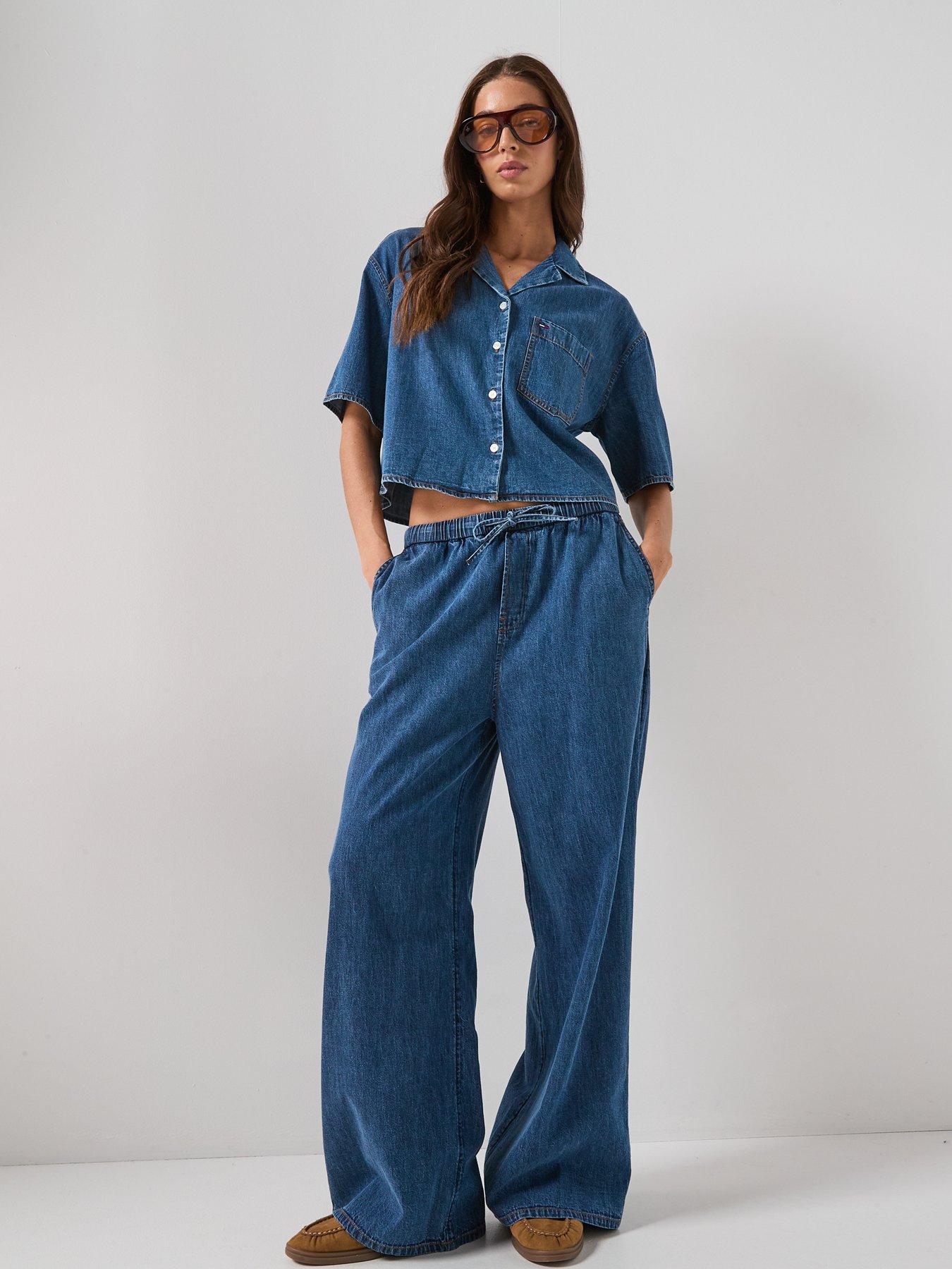 Image 3 of 6 of Tommy Jeans Chambray Pull On Pants - Denim