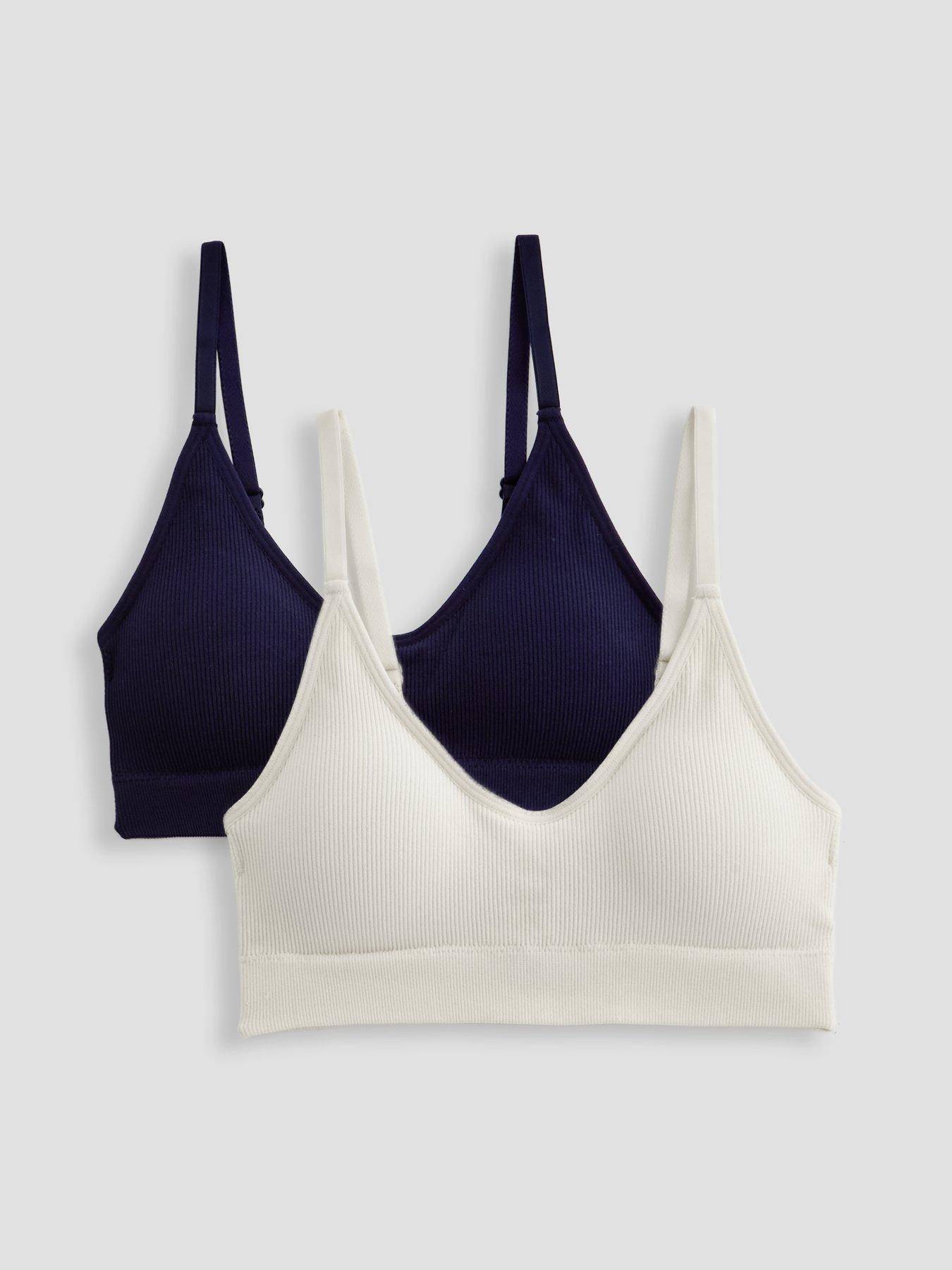 The Very Collection 2 Pack Scoop Navy And Cream Seamless Bralet