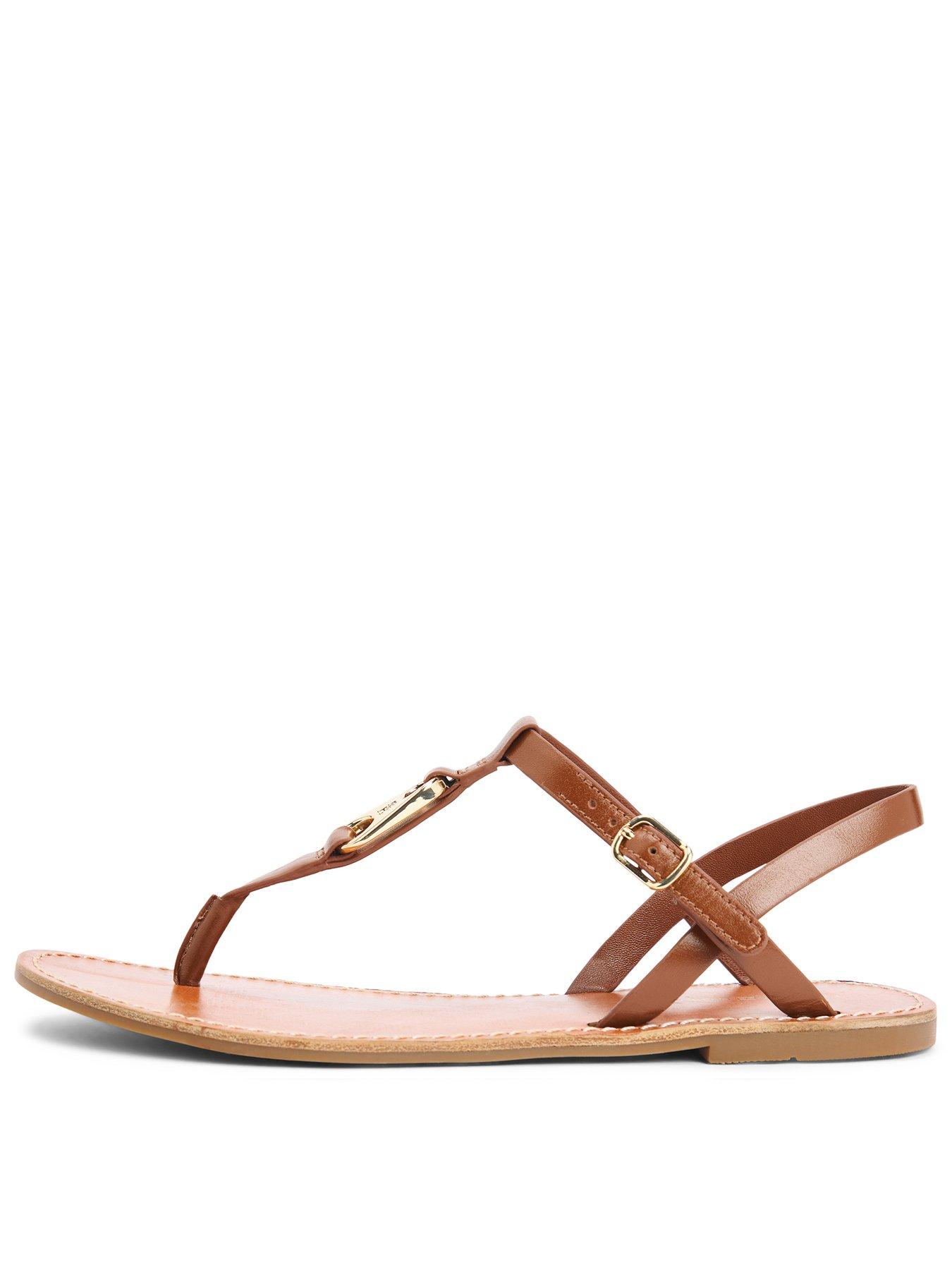 Tommy Hilfiger Leather Thong Sandal - Brown