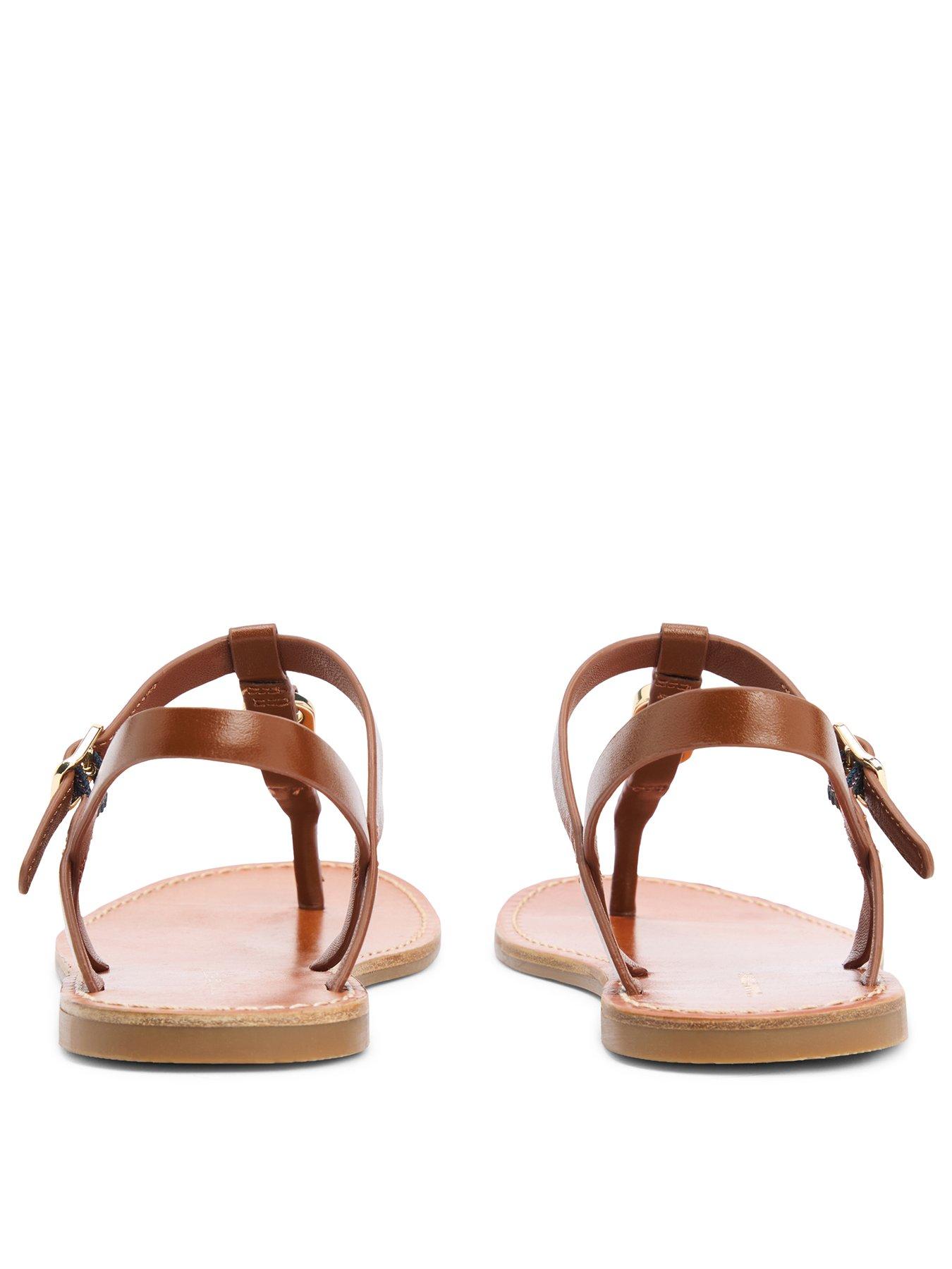 Image 3 of 5 of Tommy Hilfiger Leather Thong Sandal - Brown