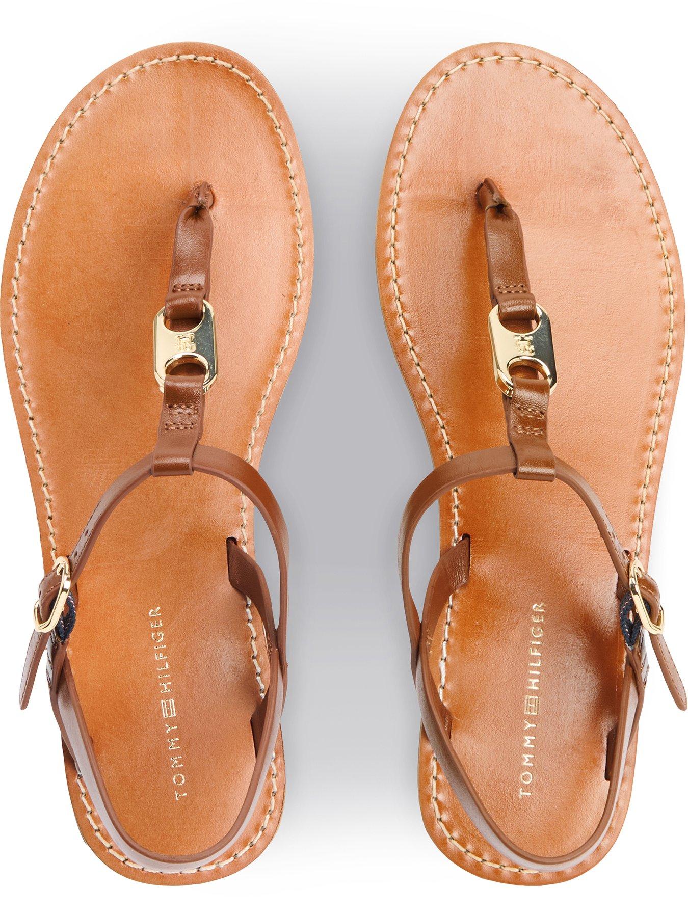 Image 4 of 5 of Tommy Hilfiger Leather Thong Sandal - Brown