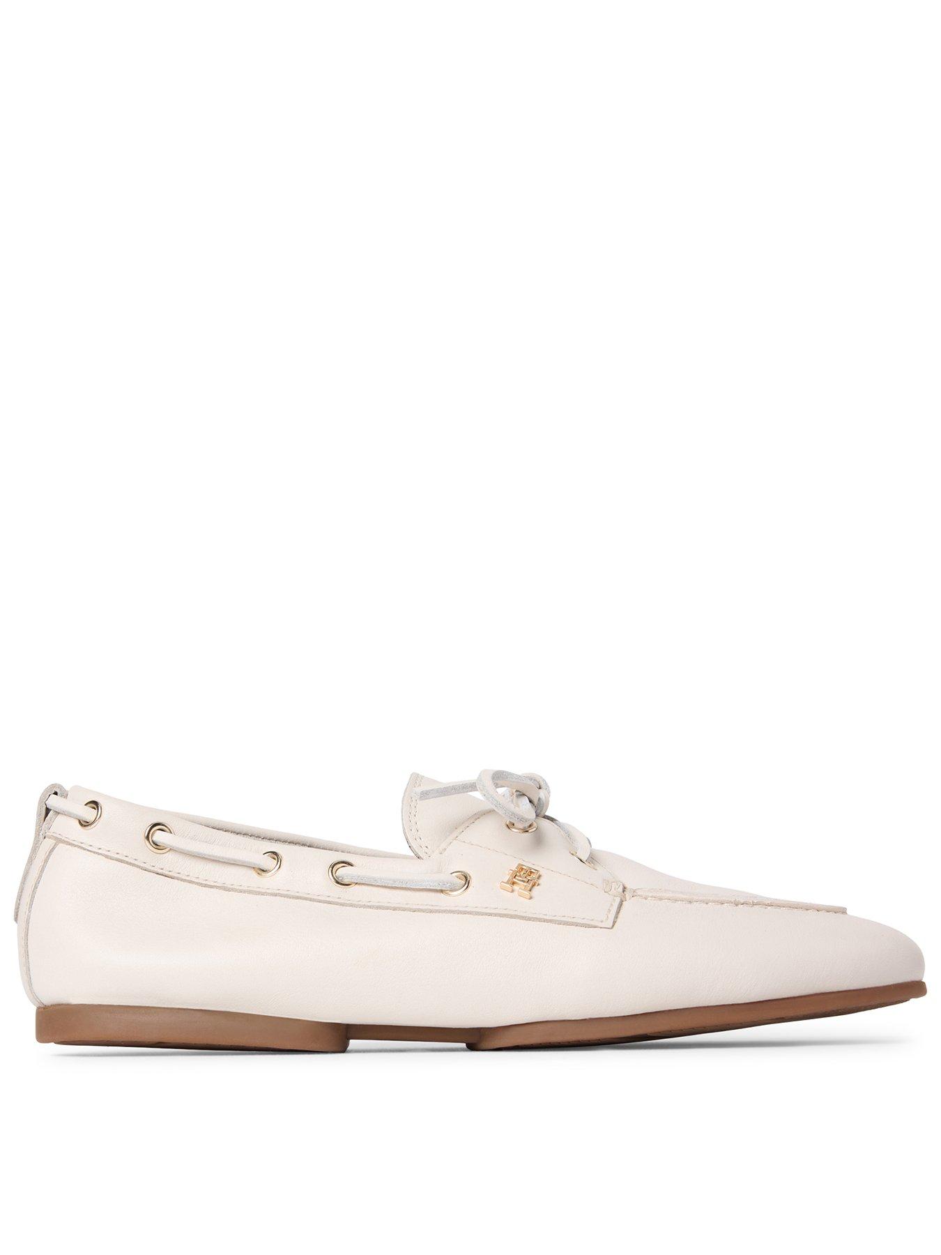 Tommy Hilfiger Th Sleek Leather Boat Shoe - Beige