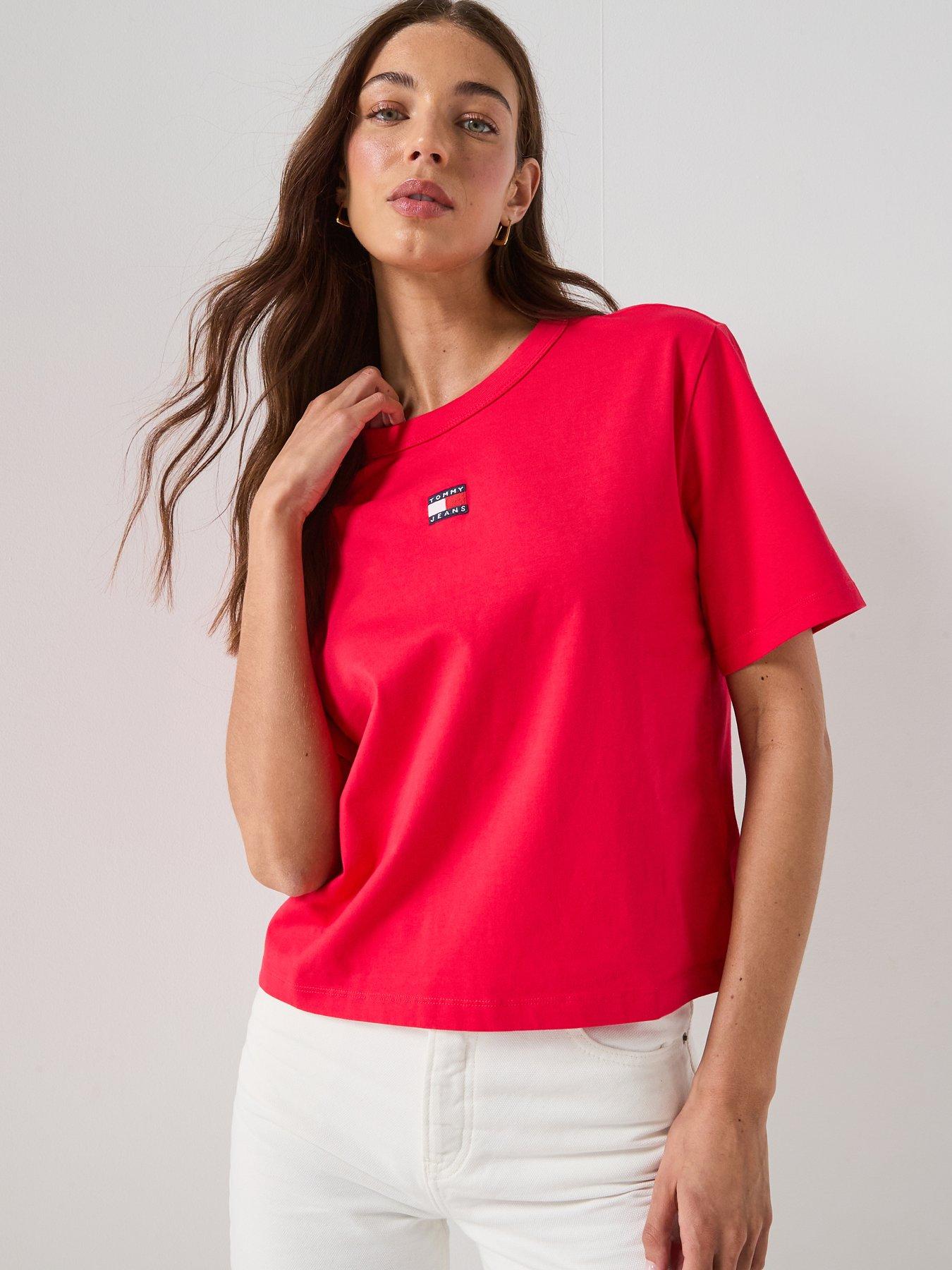 Image 1 of 6 of Tommy Jeans Boxy Flag T-Shirt - Red