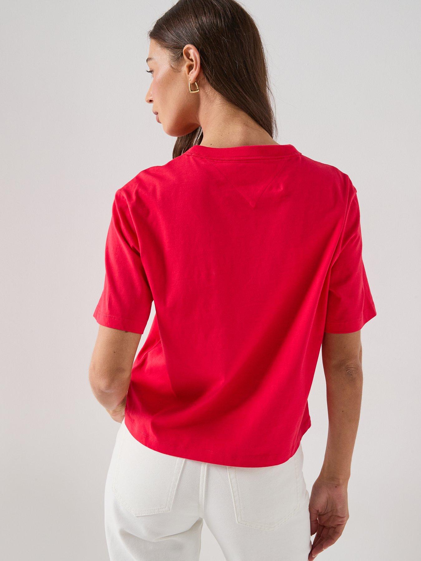 Image 2 of 6 of Tommy Jeans Boxy Flag T-Shirt - Red