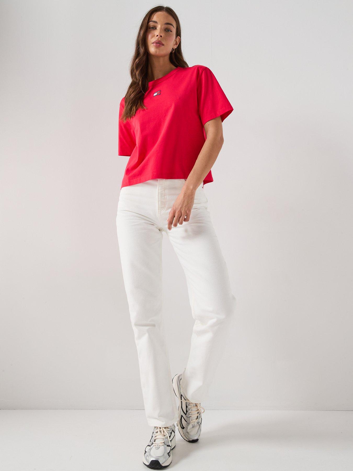 Image 3 of 6 of Tommy Jeans Boxy Flag T-Shirt - Red