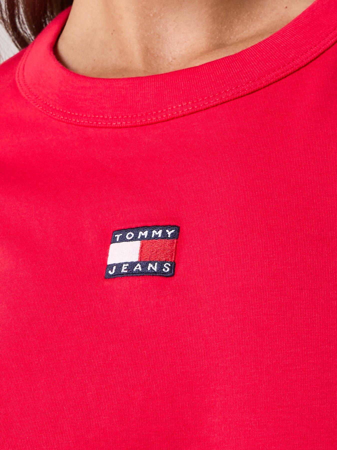 Image 4 of 6 of Tommy Jeans Boxy Flag T-Shirt - Red