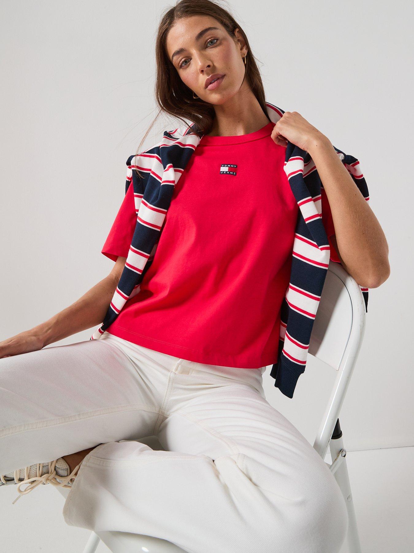 Image 6 of 6 of Tommy Jeans Boxy Flag T-Shirt - Red
