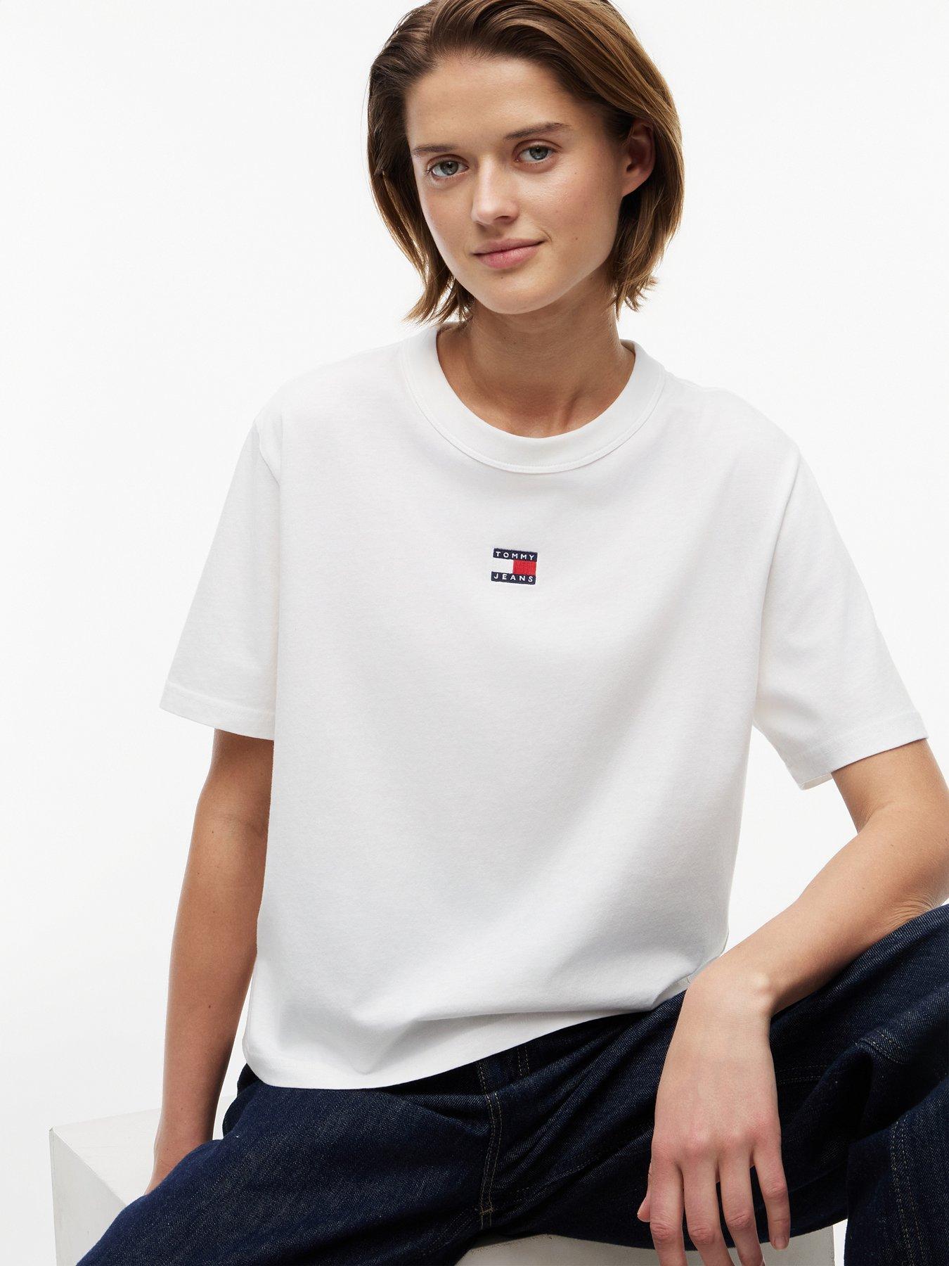 Image 4 of 6 of Tommy Jeans Boxy Flag T-Shirt - Ivory