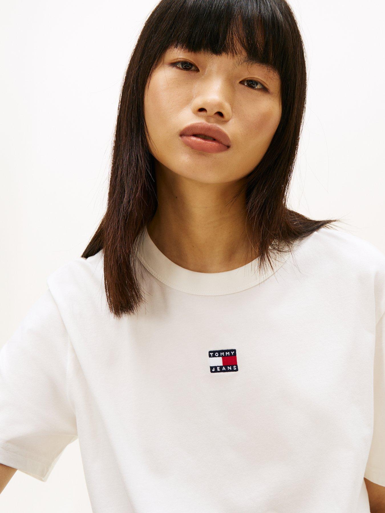 Image 5 of 6 of Tommy Jeans Boxy Flag T-Shirt - Ivory