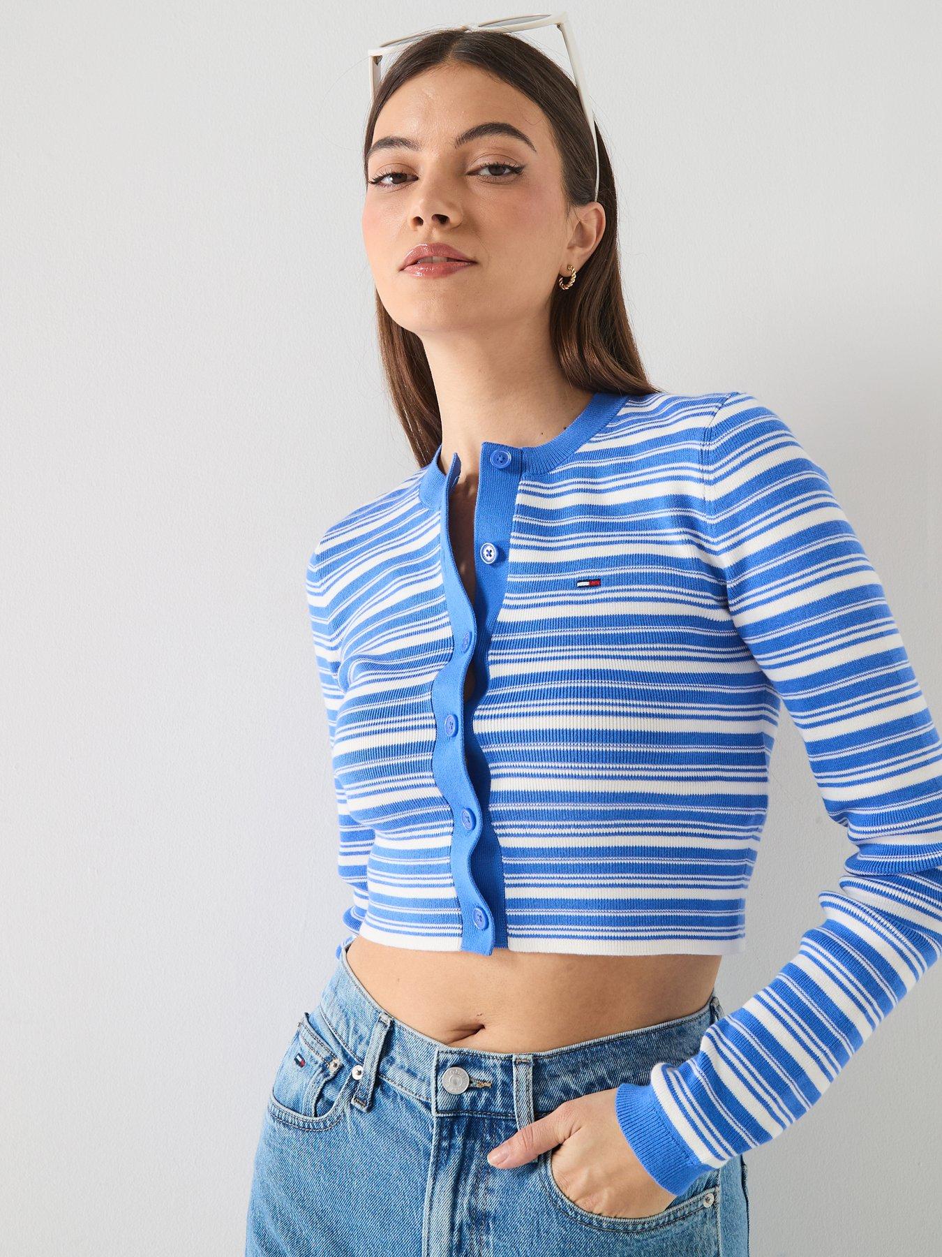 Tommy Jeans Crew Neck Stripe Hoodie - Blue