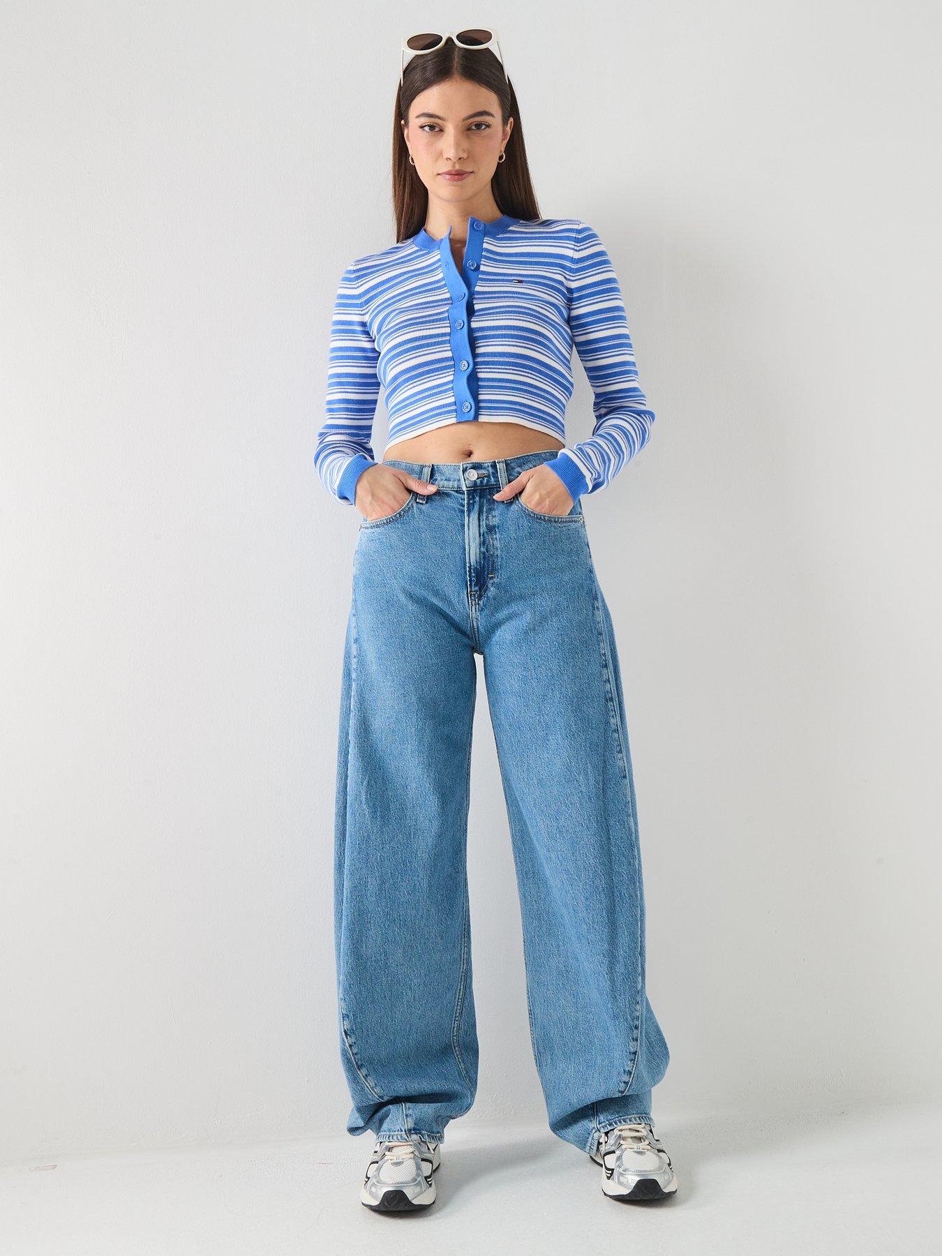 Image 3 of 6 of Tommy Jeans Crew Neck Stripe Hoodie - Blue