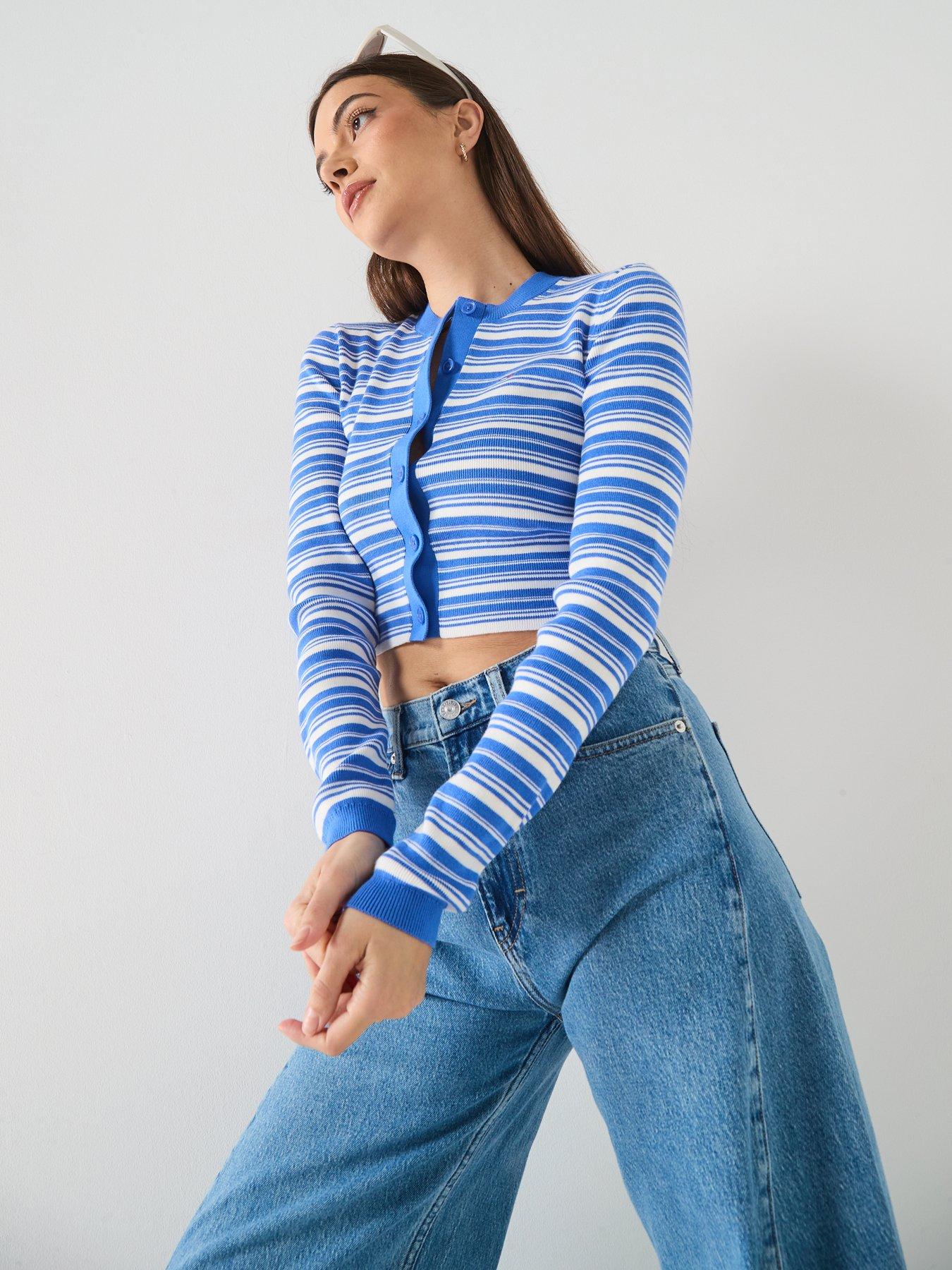 Image 5 of 6 of Tommy Jeans Crew Neck Stripe Hoodie - Blue
