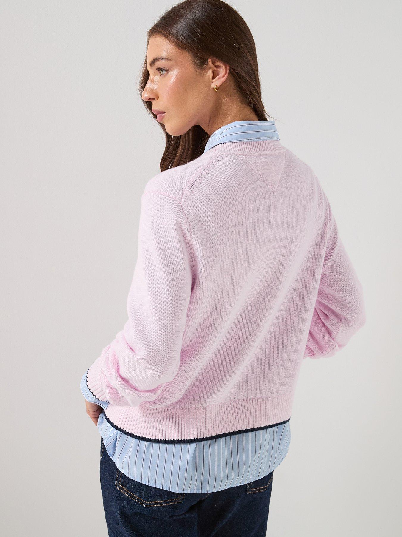 Image 2 of 6 of Tommy Jeans Flag Sweater - Pink