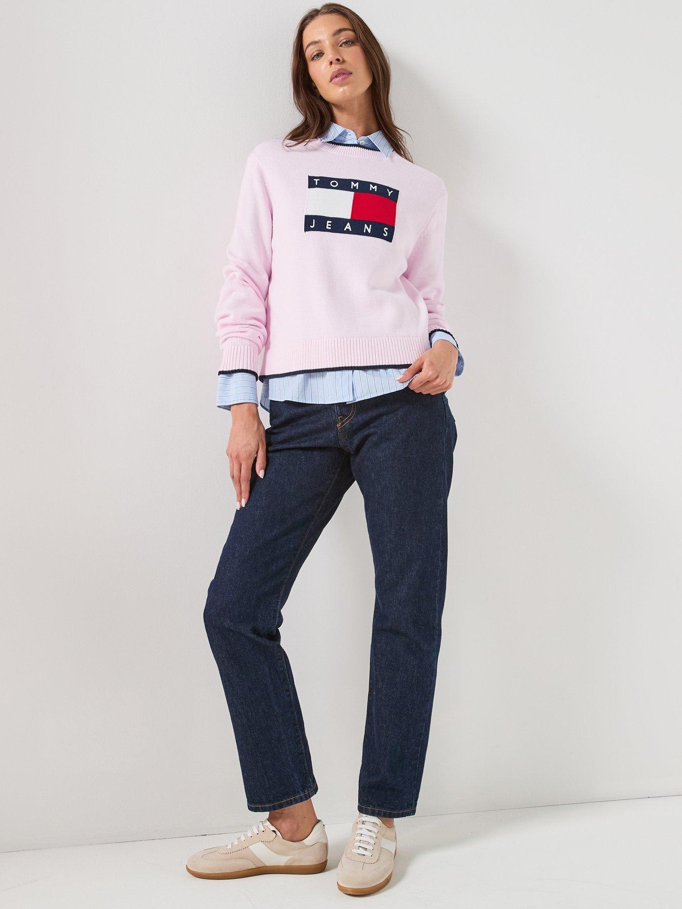 Image 3 of 6 of Tommy Jeans Flag Sweater - Pink