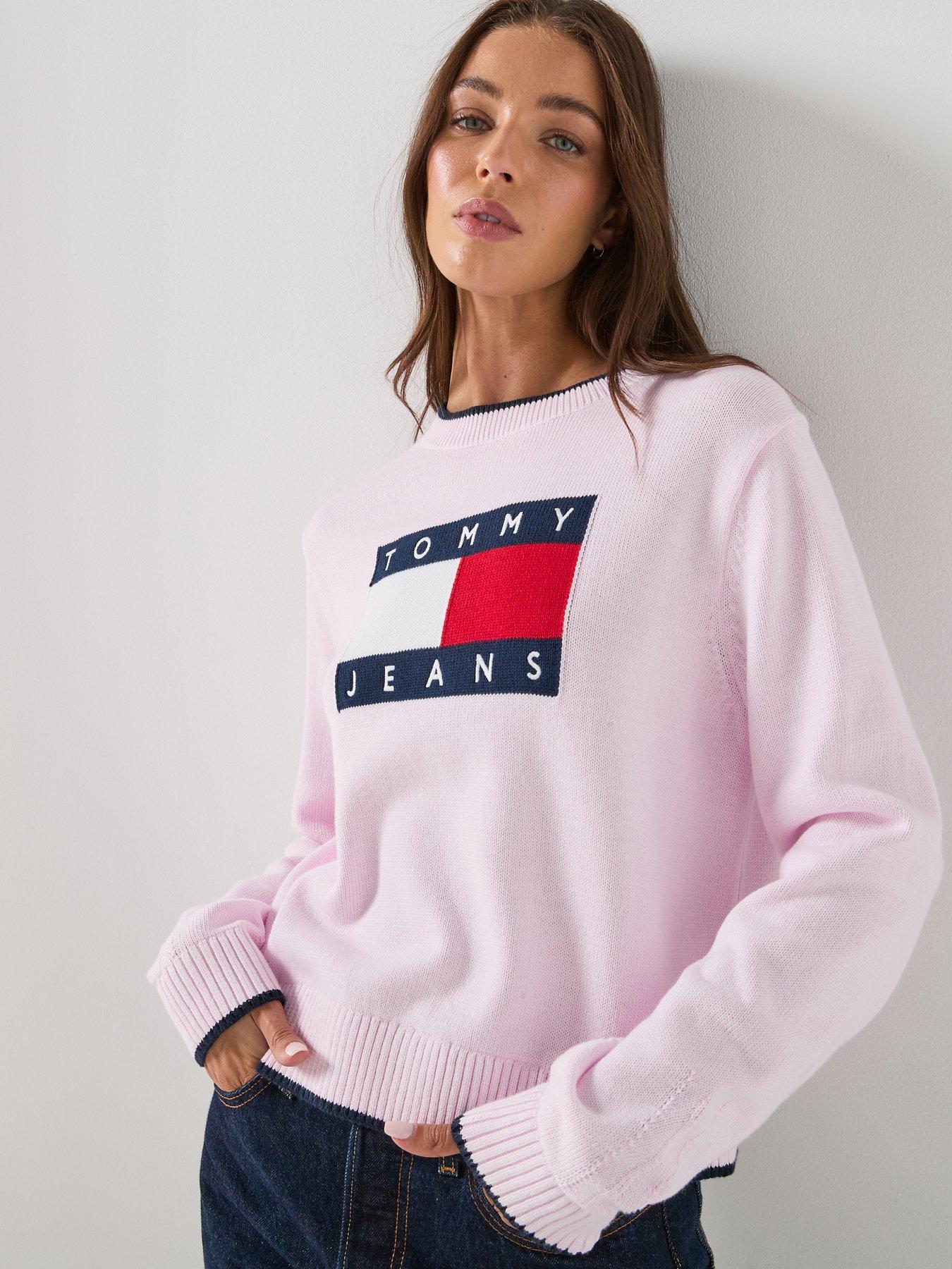 Image 4 of 6 of Tommy Jeans Flag Sweater - Pink