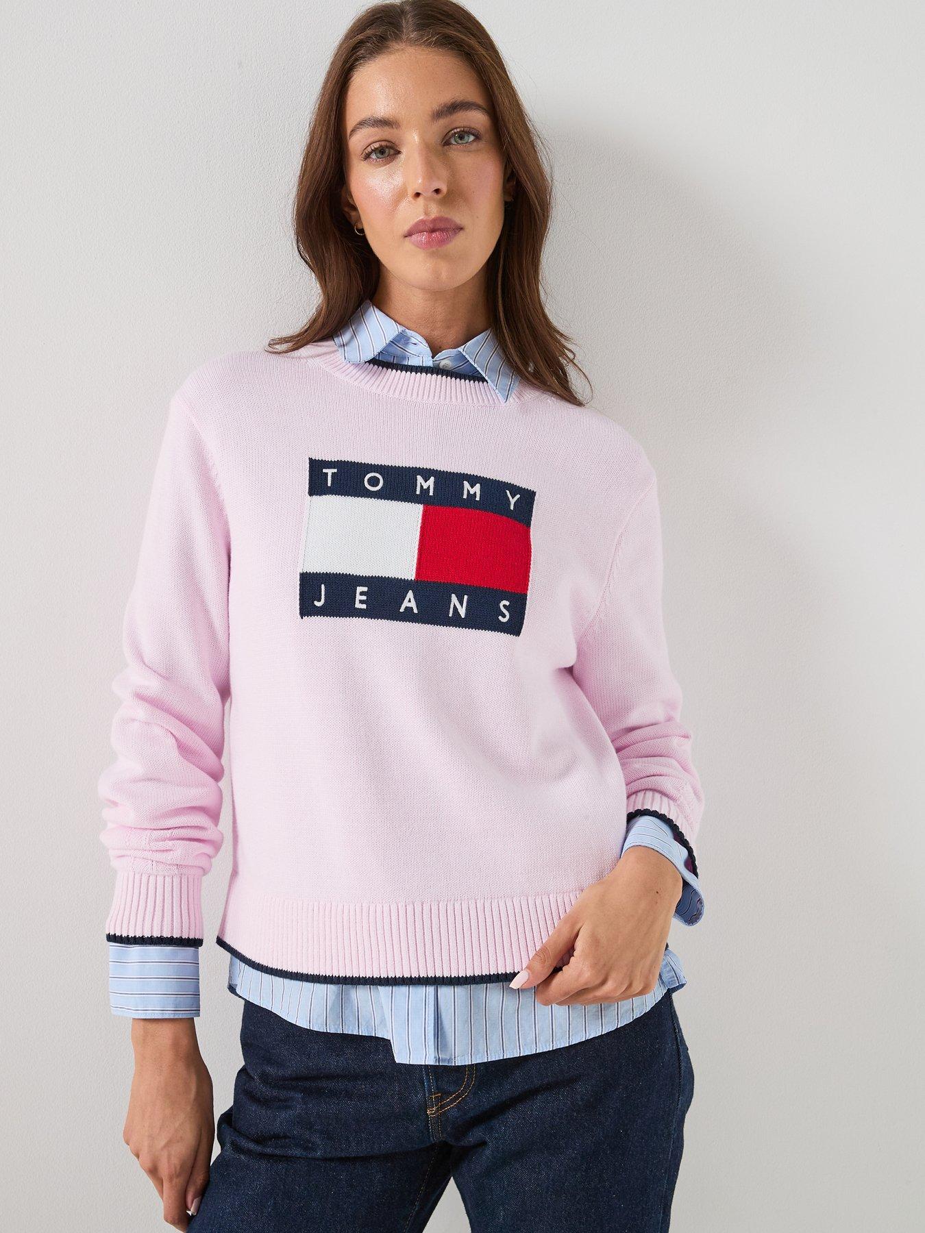 Image 5 of 6 of Tommy Jeans Flag Sweater - Pink
