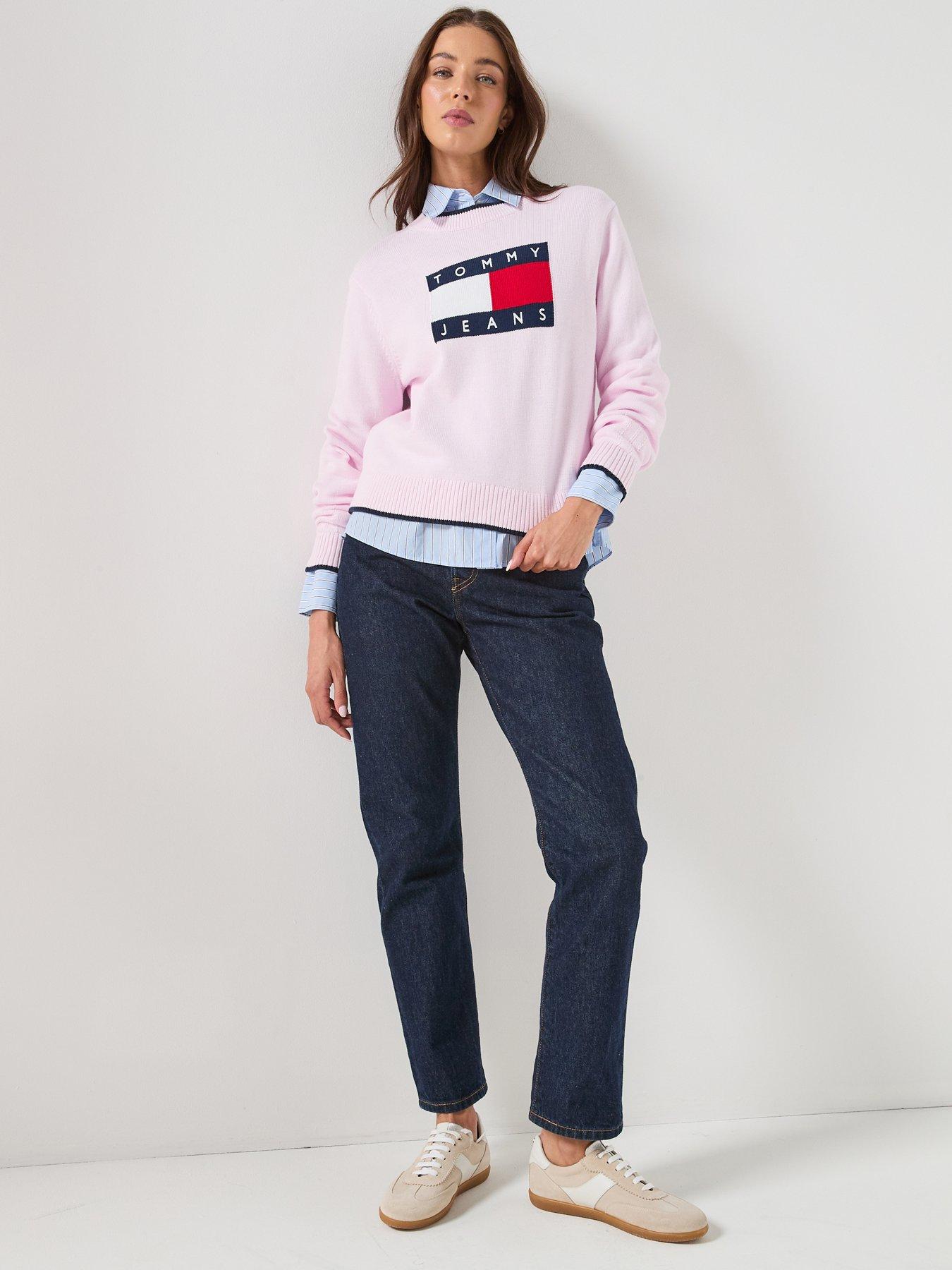 Image 6 of 6 of Tommy Jeans Flag Sweater - Pink