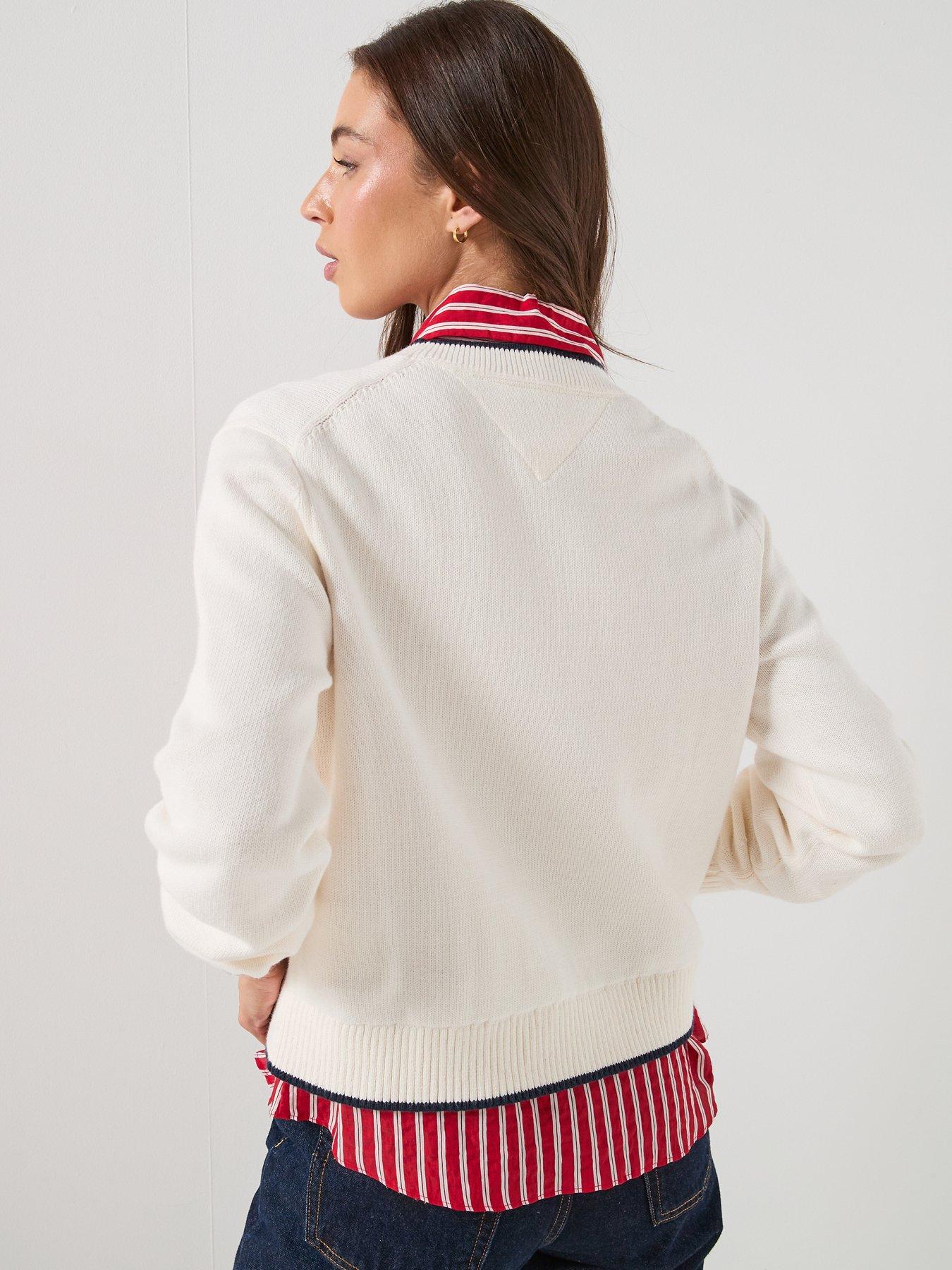 Image 2 of 4 of Tommy Jeans Flag Sweater - White