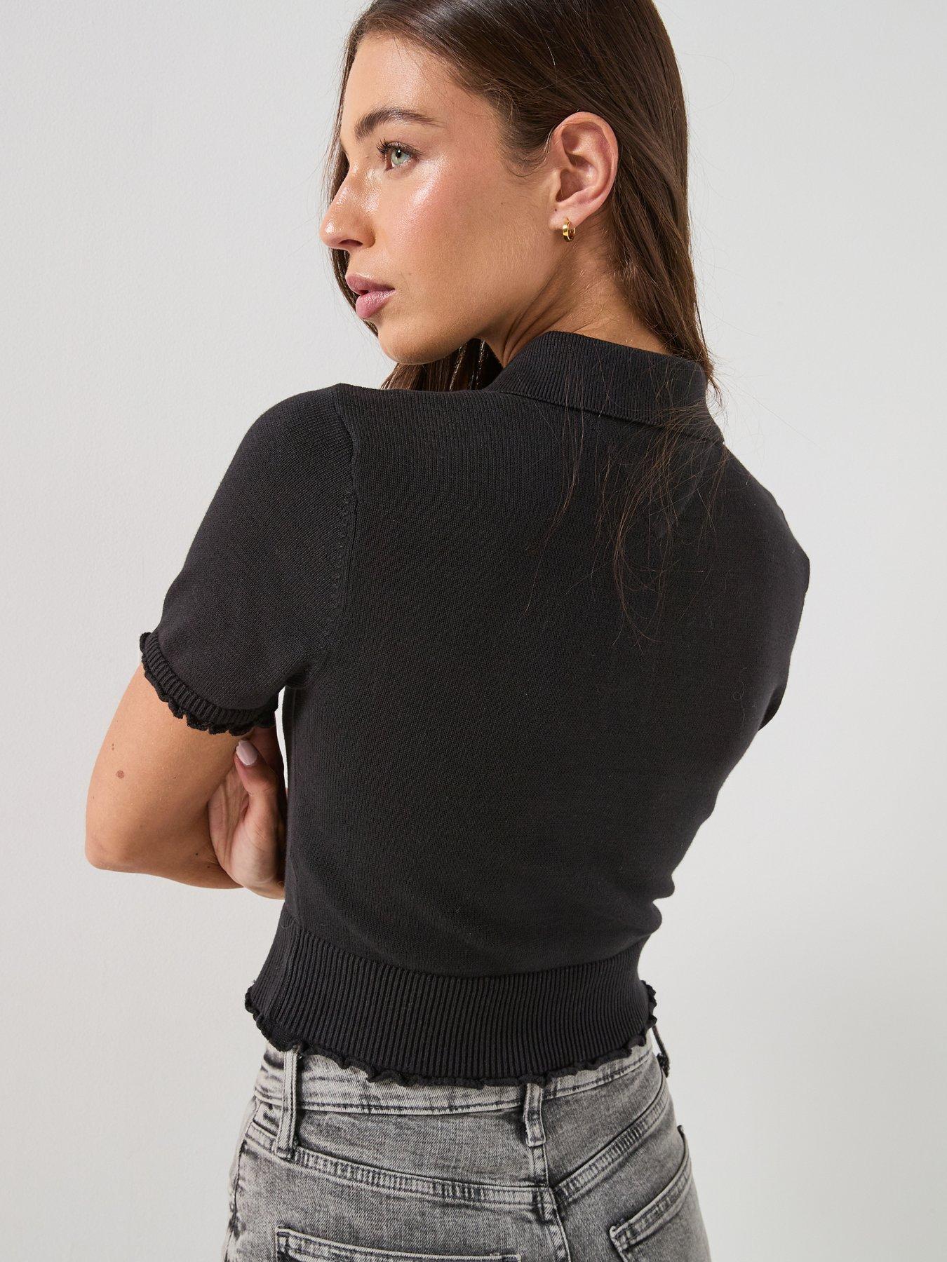 tommy-jeans-cropped-polo-shirt-blackstillFront