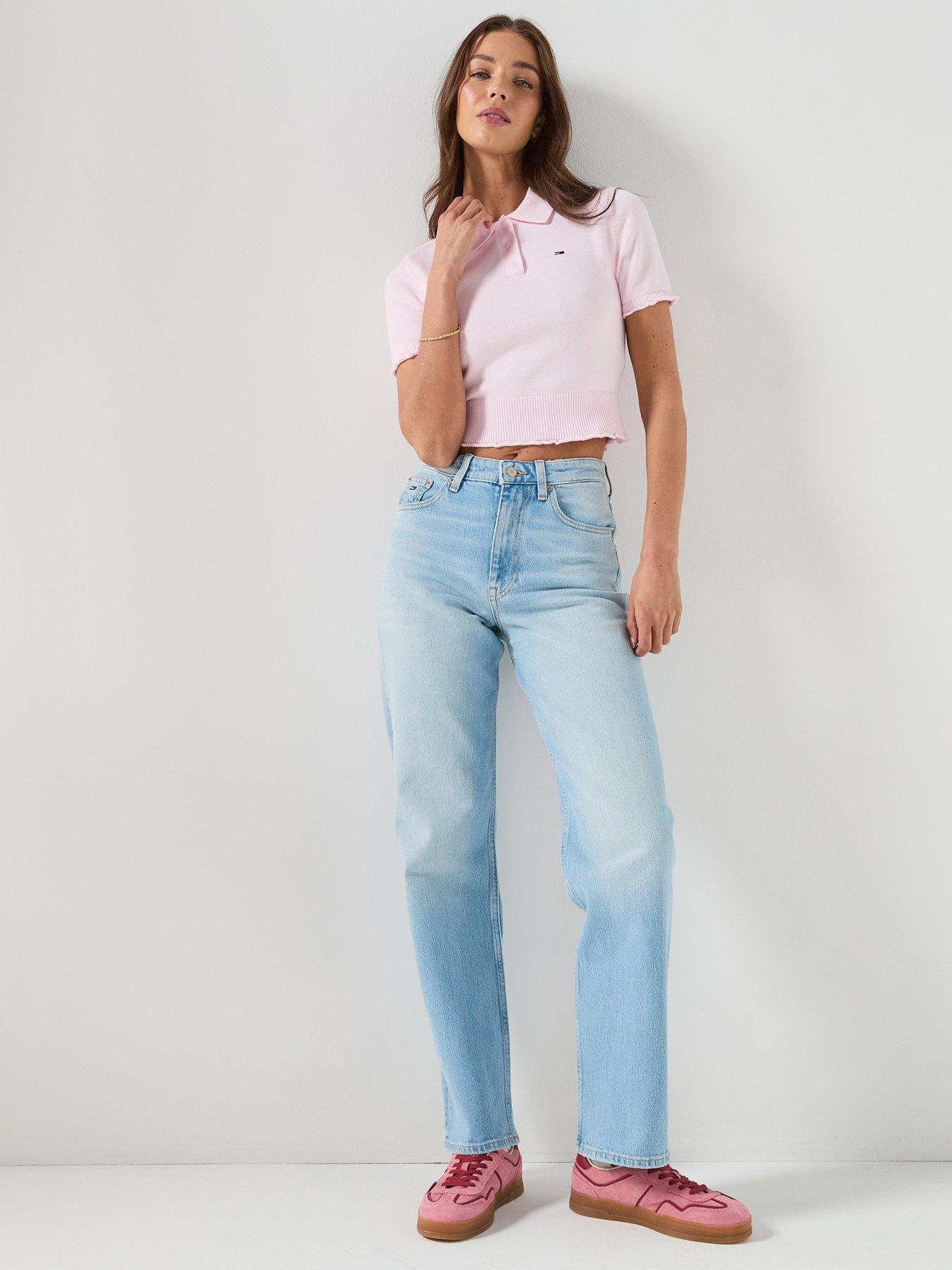 Image 5 of 5 of Tommy Jeans Short Sleeve Polo Sweater - Pink