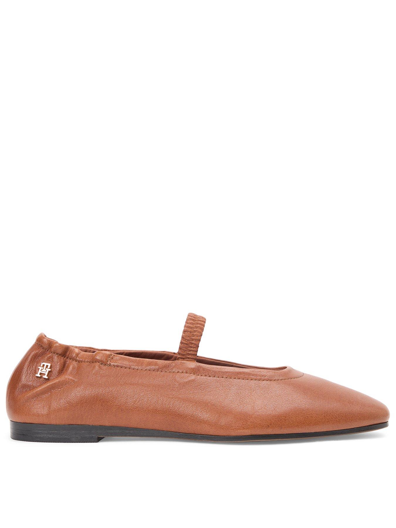 Tommy Hilfiger Soft Leather Ellastic Ballerina Shoes - Brown