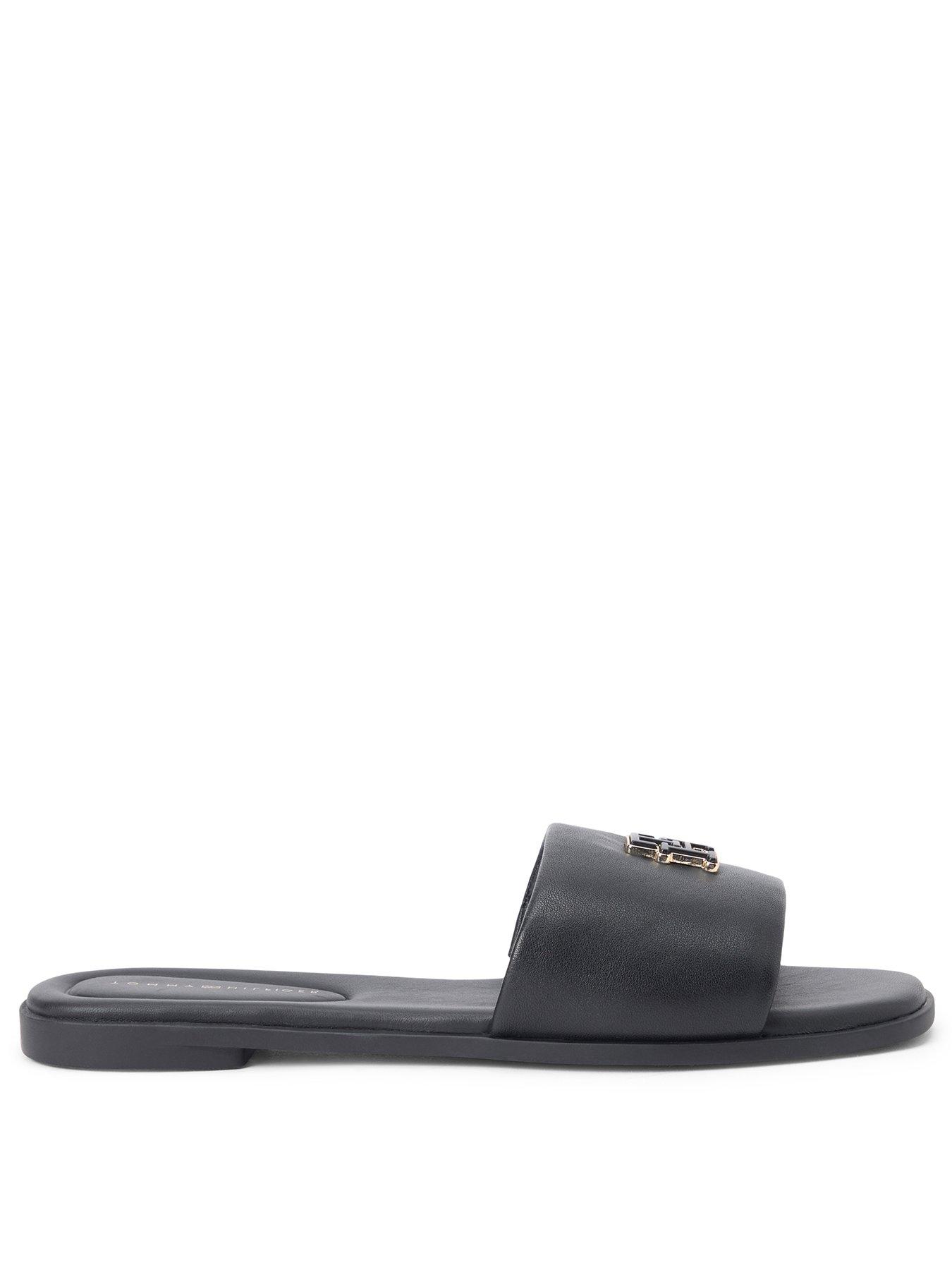 Image 2 of 6 of Tommy Hilfiger Logo Hardware Leather Mule - Black