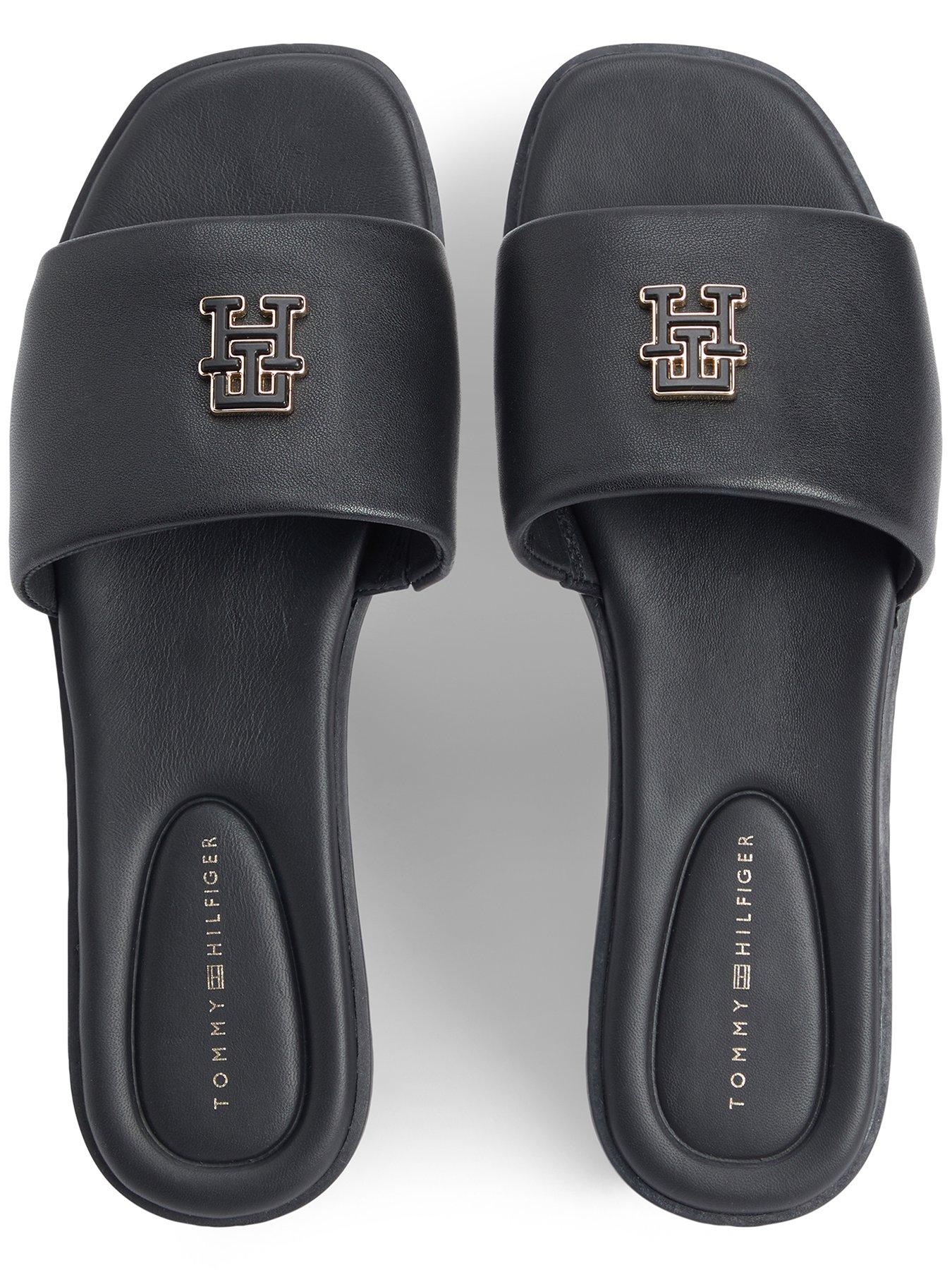 Image 4 of 6 of Tommy Hilfiger Logo Hardware Leather Mule - Black