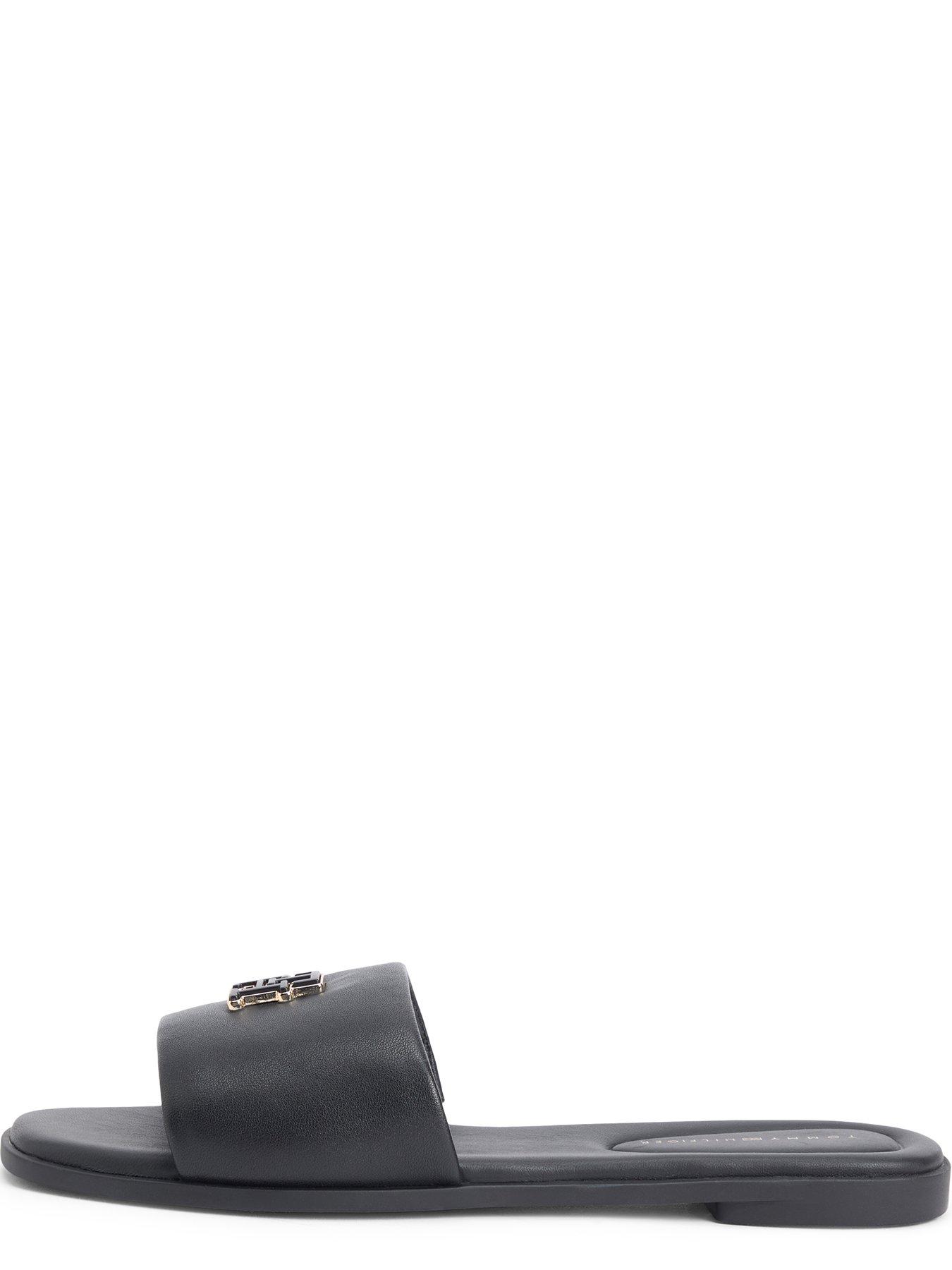 Image 5 of 6 of Tommy Hilfiger Logo Hardware Leather Mule - Black