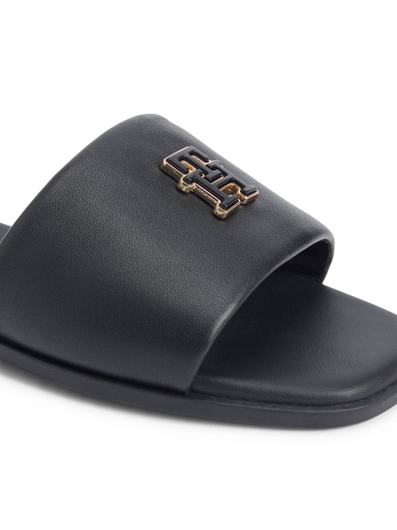 Image 6 of 6 of Tommy Hilfiger Logo Hardware Leather Mule - Black