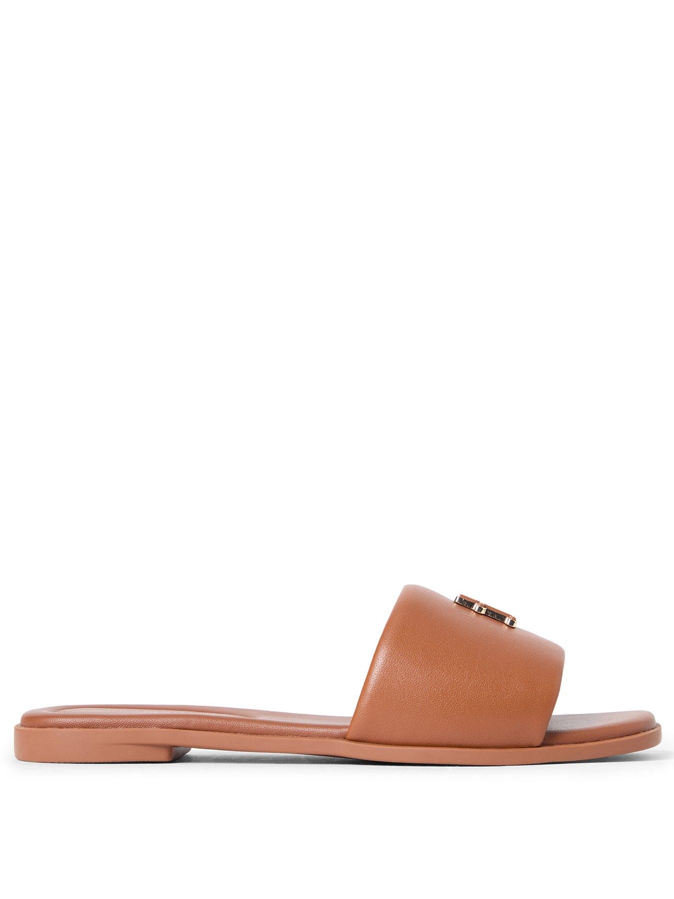 Image 2 of 6 of Tommy Hilfiger Th Logo Hardware Leather Mule Slip-Ons - Brown