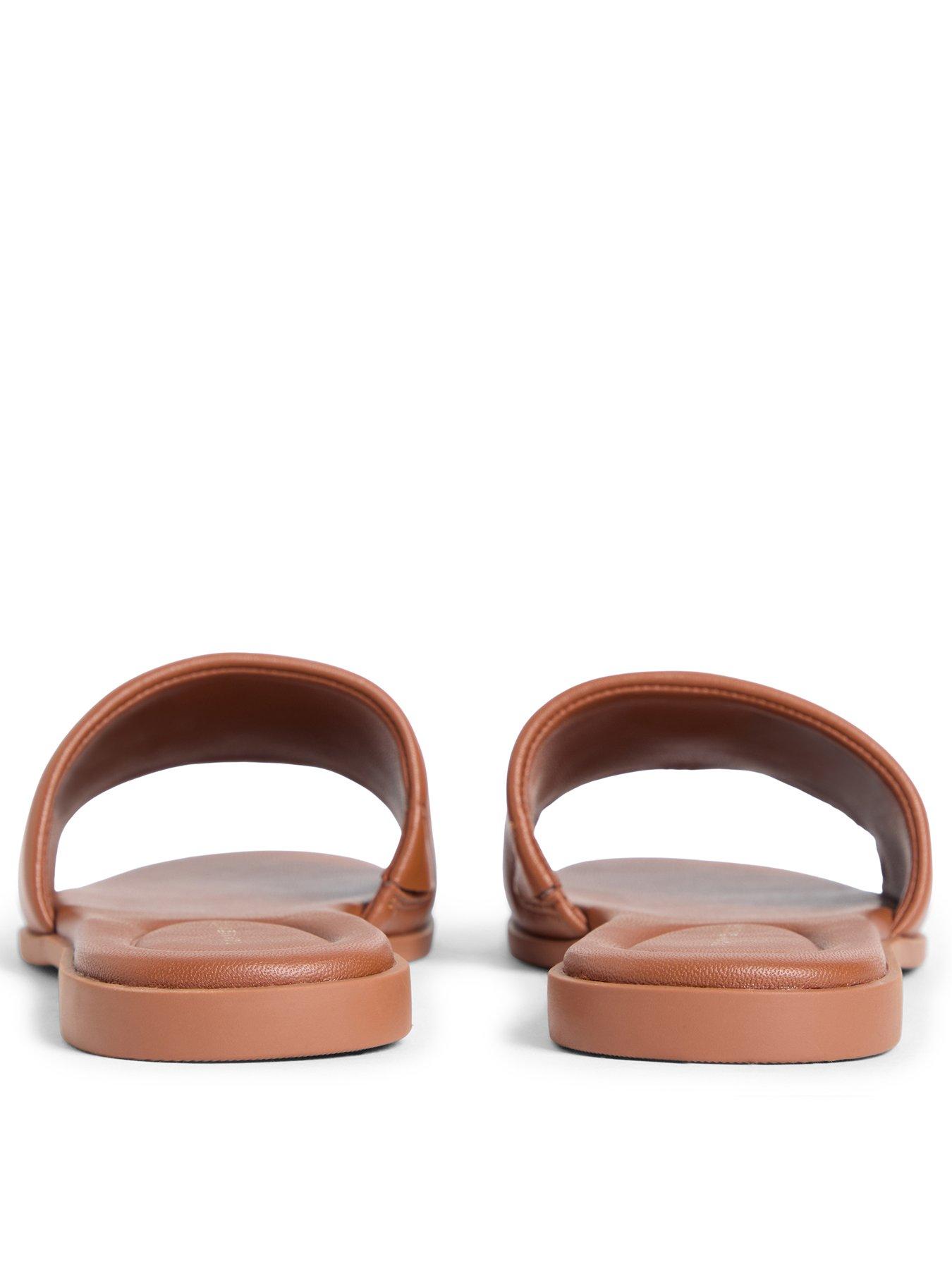 Image 3 of 6 of Tommy Hilfiger Th Logo Hardware Leather Mule Slip-Ons - Brown