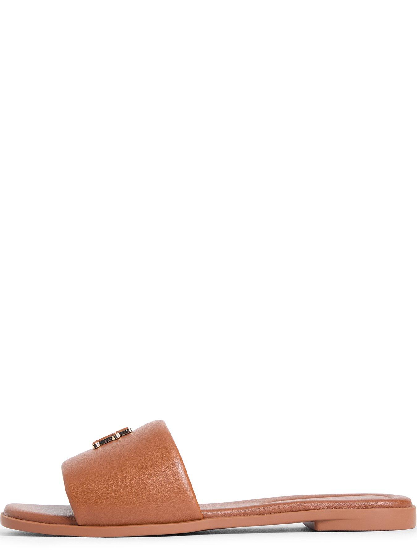 Image 5 of 6 of Tommy Hilfiger Th Logo Hardware Leather Mule Slip-Ons - Brown