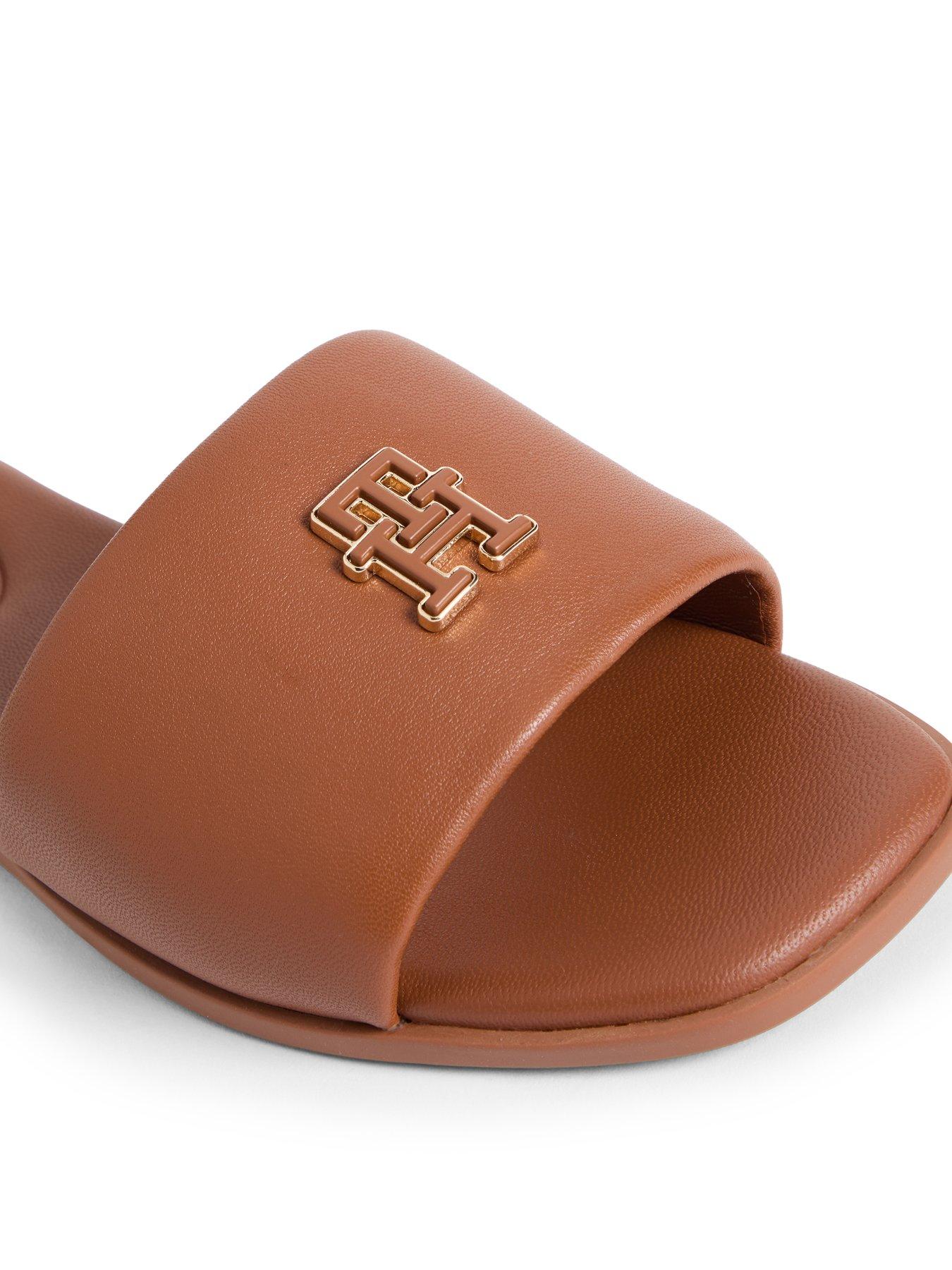 Image 6 of 6 of Tommy Hilfiger Th Logo Hardware Leather Mule Slip-Ons - Brown