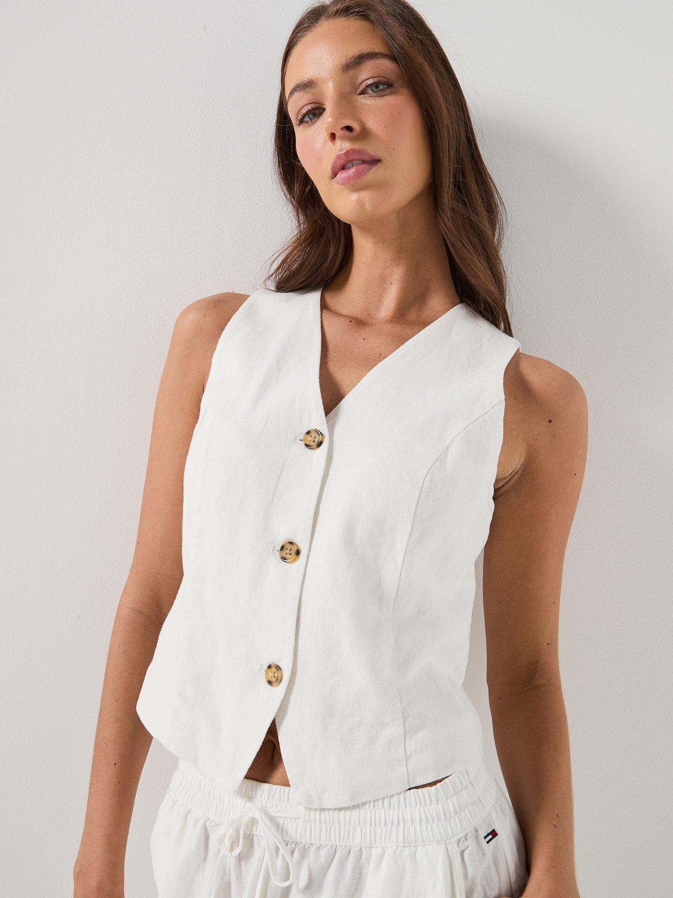 Tommy Jeans Linen Waistcoat - White